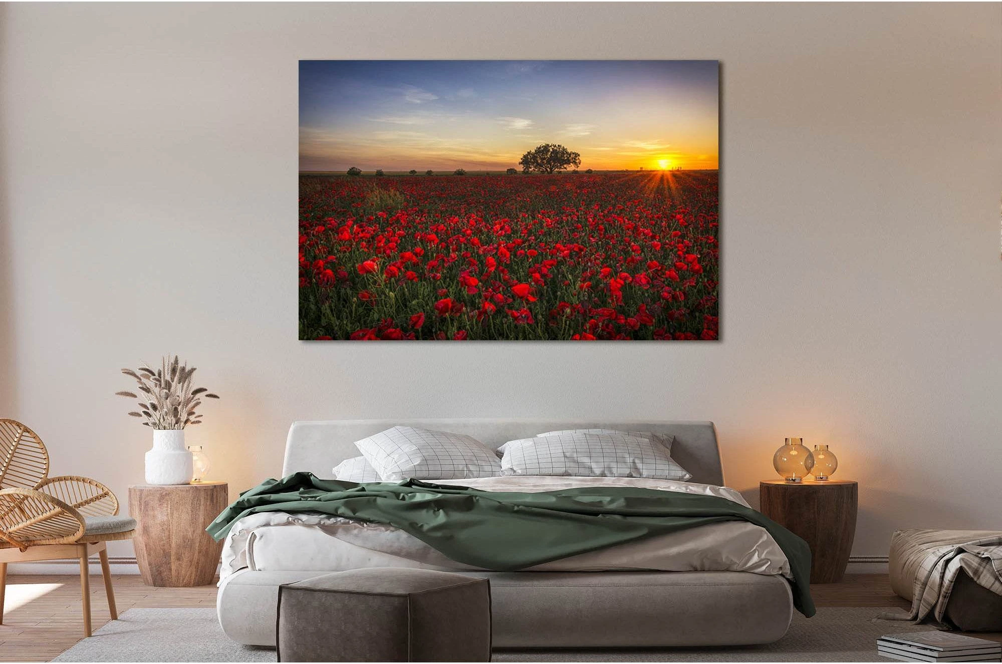 Poppy field №D1214 Ready to Hang Canvas Print - Zellart Canvas Prints 0new, ALL_Products, Sunrise & sunset wall art