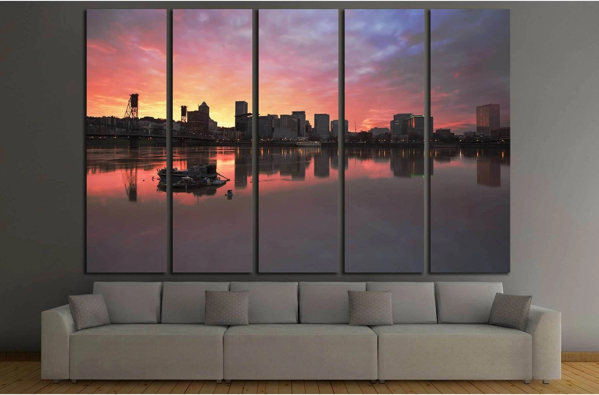 Portland Oregon Downtown №790 Ready to Hang Canvas Print - Zellart Canvas Prints ALL_Products, s-790