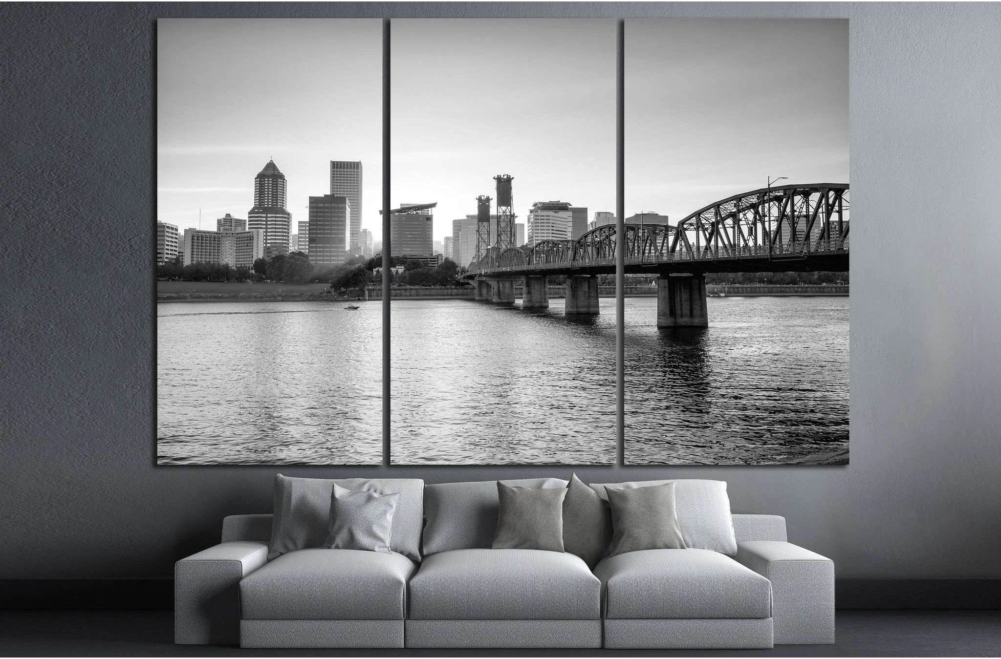 Portland Oregon skyline №825 Ready to Hang Canvas Print - Zellart Canvas Prints ALL_Products, s-825