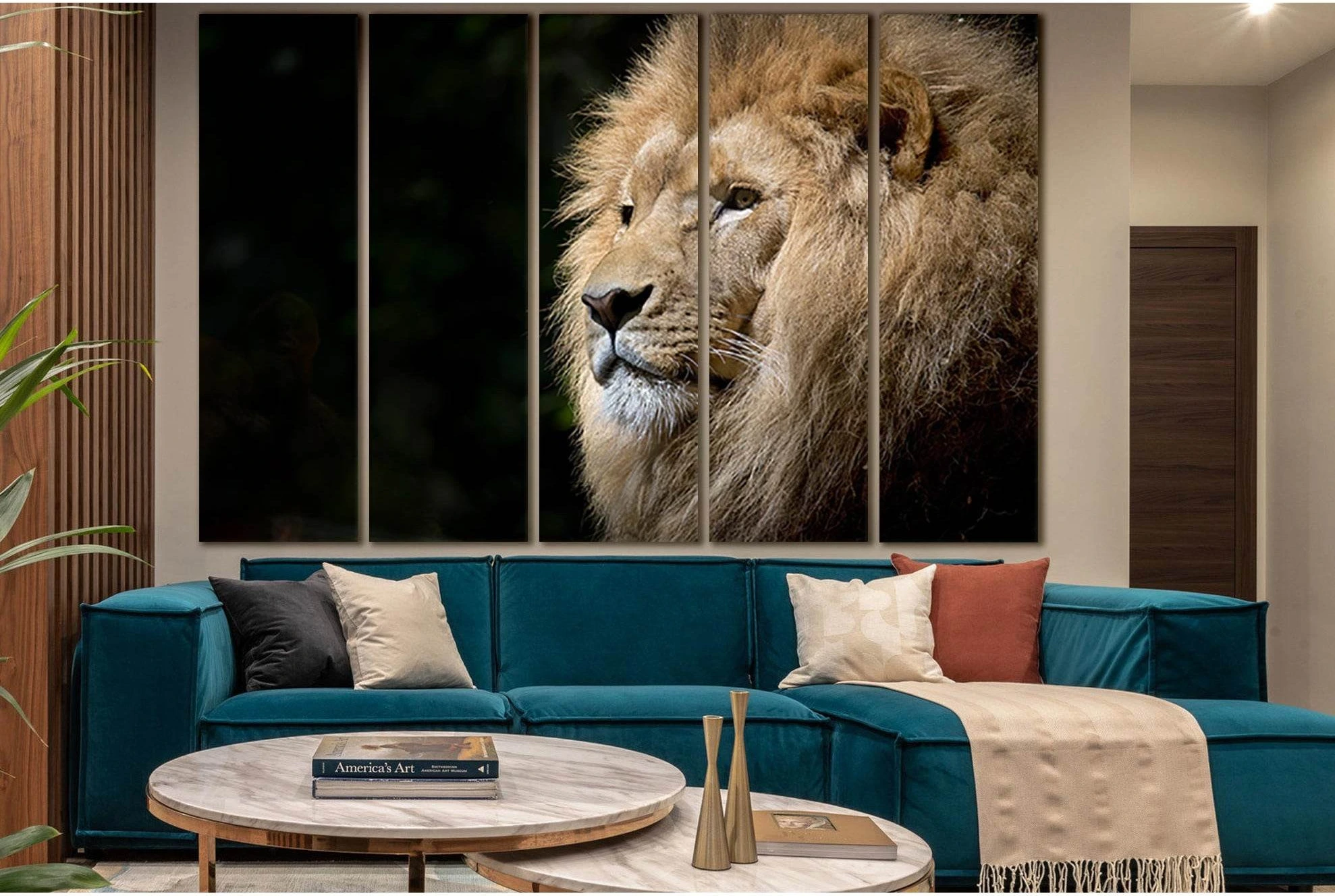 Portrait Of A Lion Close Up №SL1029 Ready to Hang Canvas Print - Zellart Canvas Prints 0new, ALL_Products, Animals & Wildlife, Lion