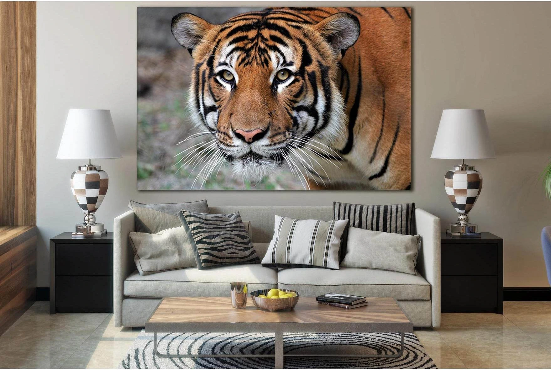 Portrait Of A Tiger №SL1009 Ready to Hang Canvas Print - Zellart Canvas Prints 0new, ALL_Products, Animals & Wildlife, Tiger