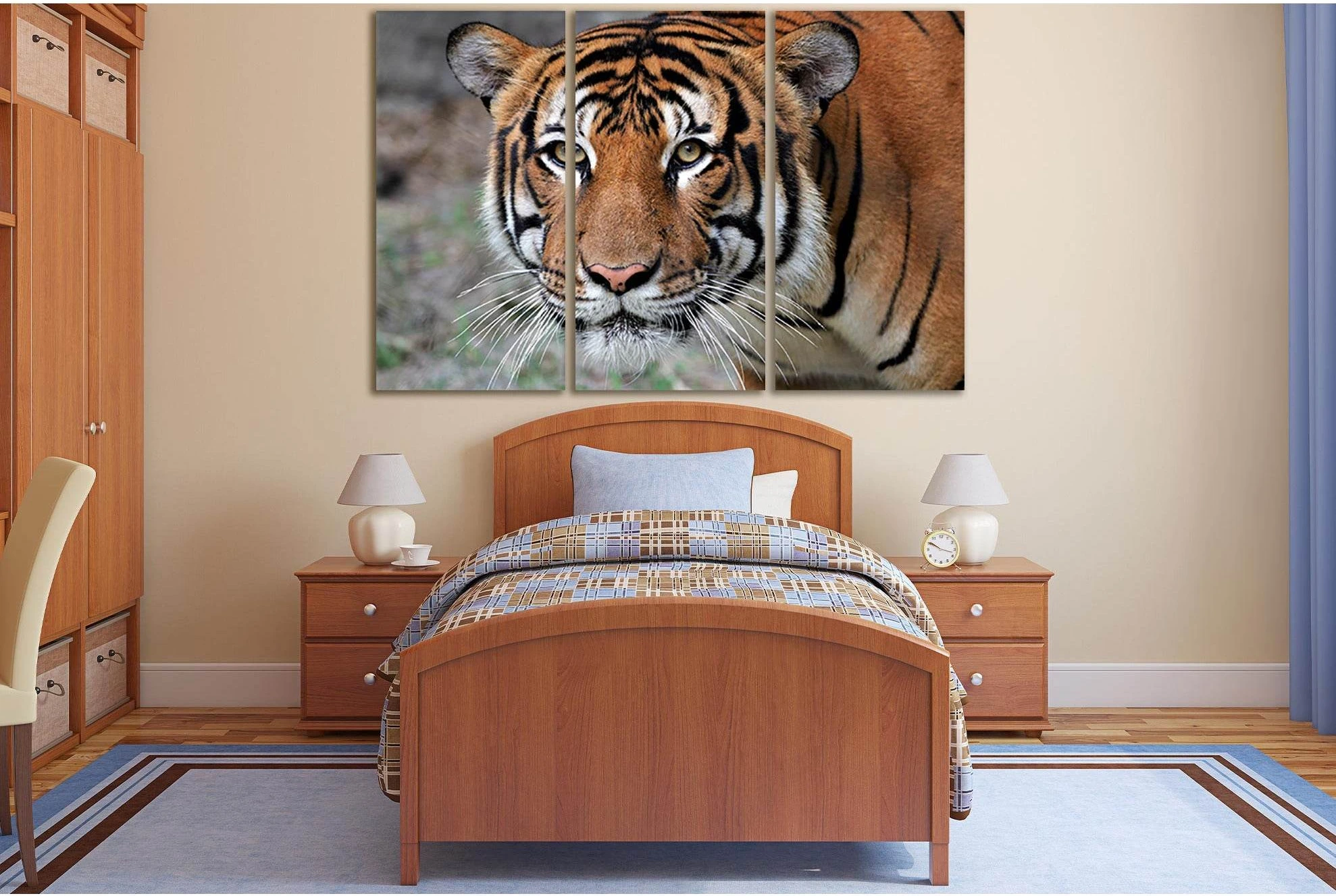 Portrait Of A Tiger №SL1009 Ready to Hang Canvas Print - Zellart Canvas Prints 0new, ALL_Products, Animals & Wildlife, Tiger
