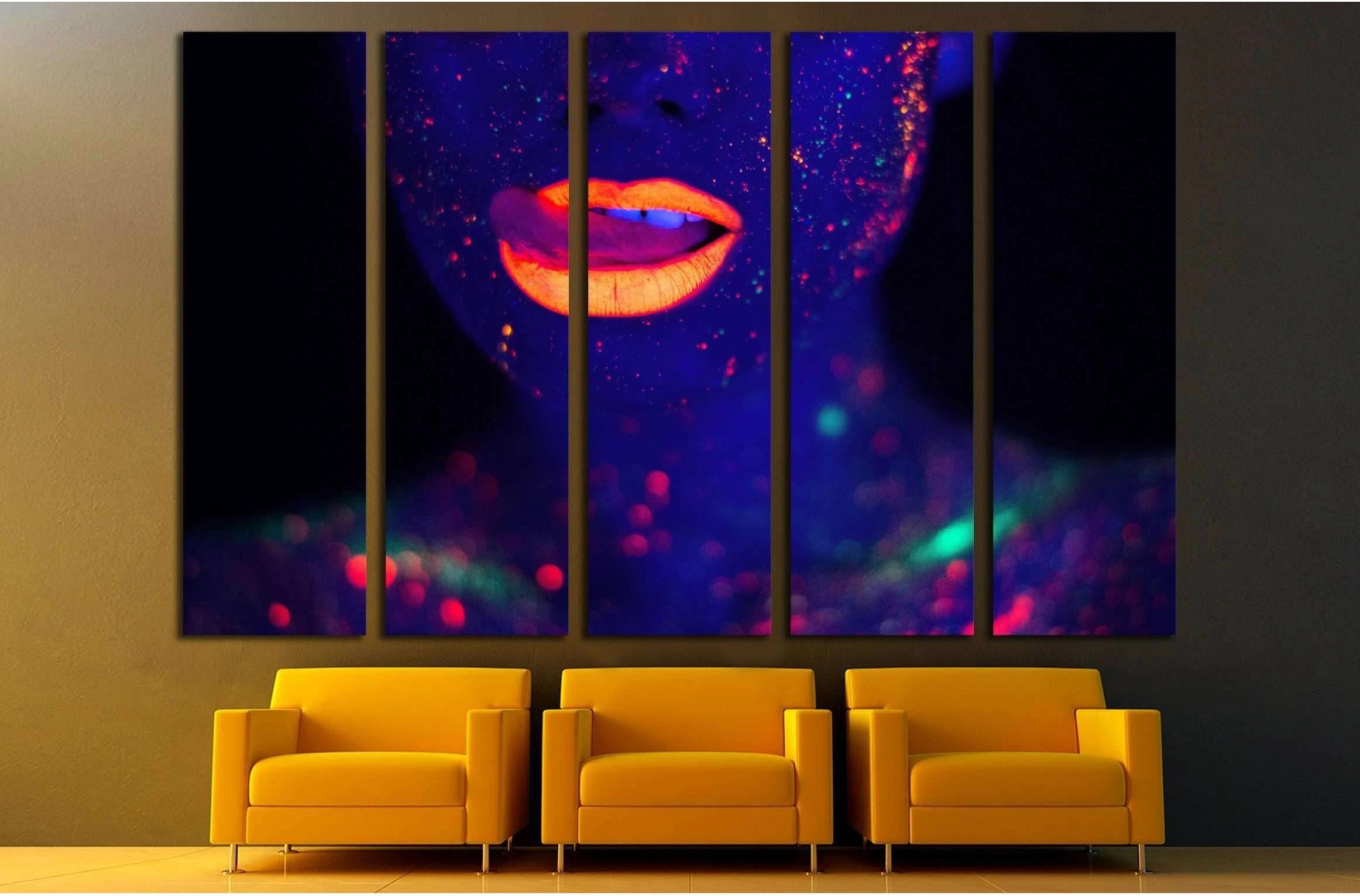 Portrait of Beautiful Fashion Woman in Neon UF Light №2783 Ready to Hang Canvas Print - Zellart Canvas Prints ALL_Products, s-2783