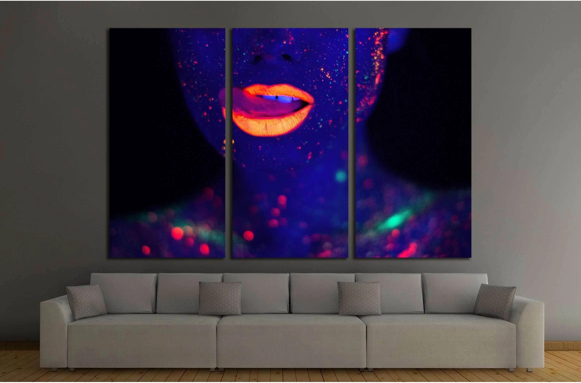 Portrait of Beautiful Fashion Woman in Neon UF Light №2783 Ready to Hang Canvas Print - Zellart Canvas Prints ALL_Products, s-2783