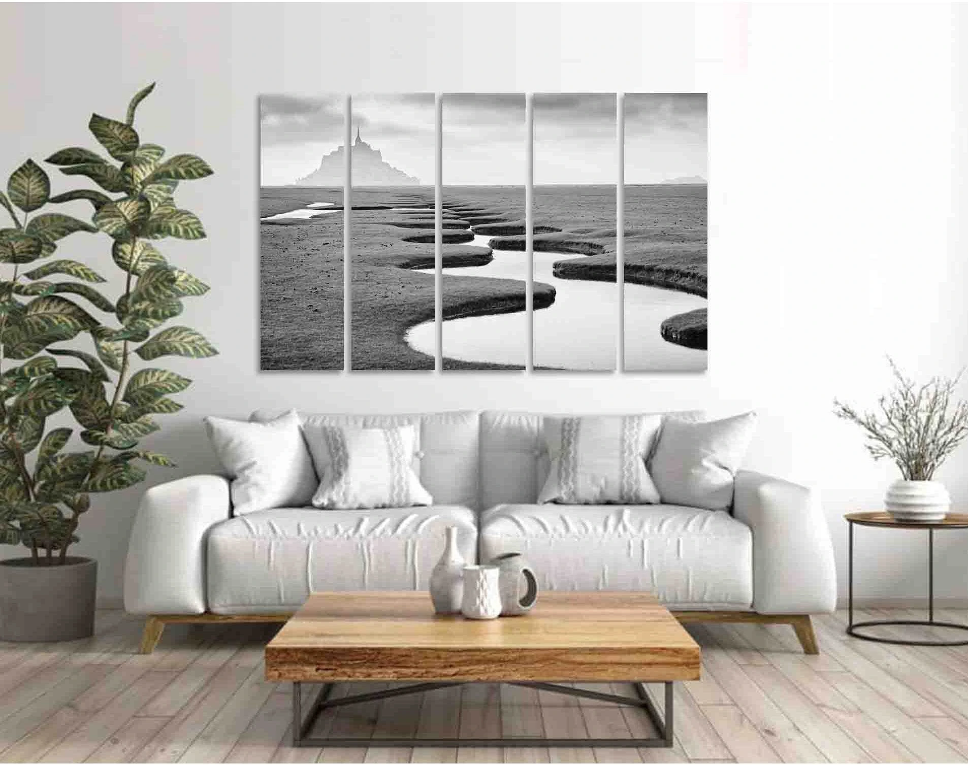 Pouring stream №D3082 Ready to Hang Canvas Print - Zellart Canvas Prints 0new, ALL_Products, Black & White Wall Art