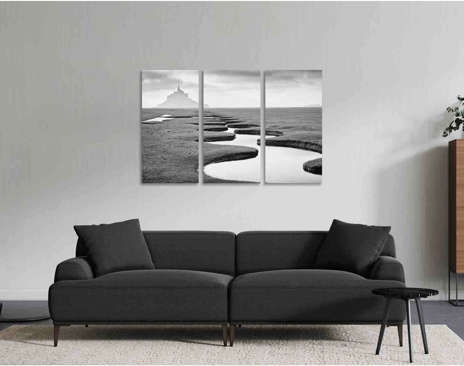 Pouring stream №D3082 Ready to Hang Canvas Print - Zellart Canvas Prints 0new, ALL_Products, Black & White Wall Art