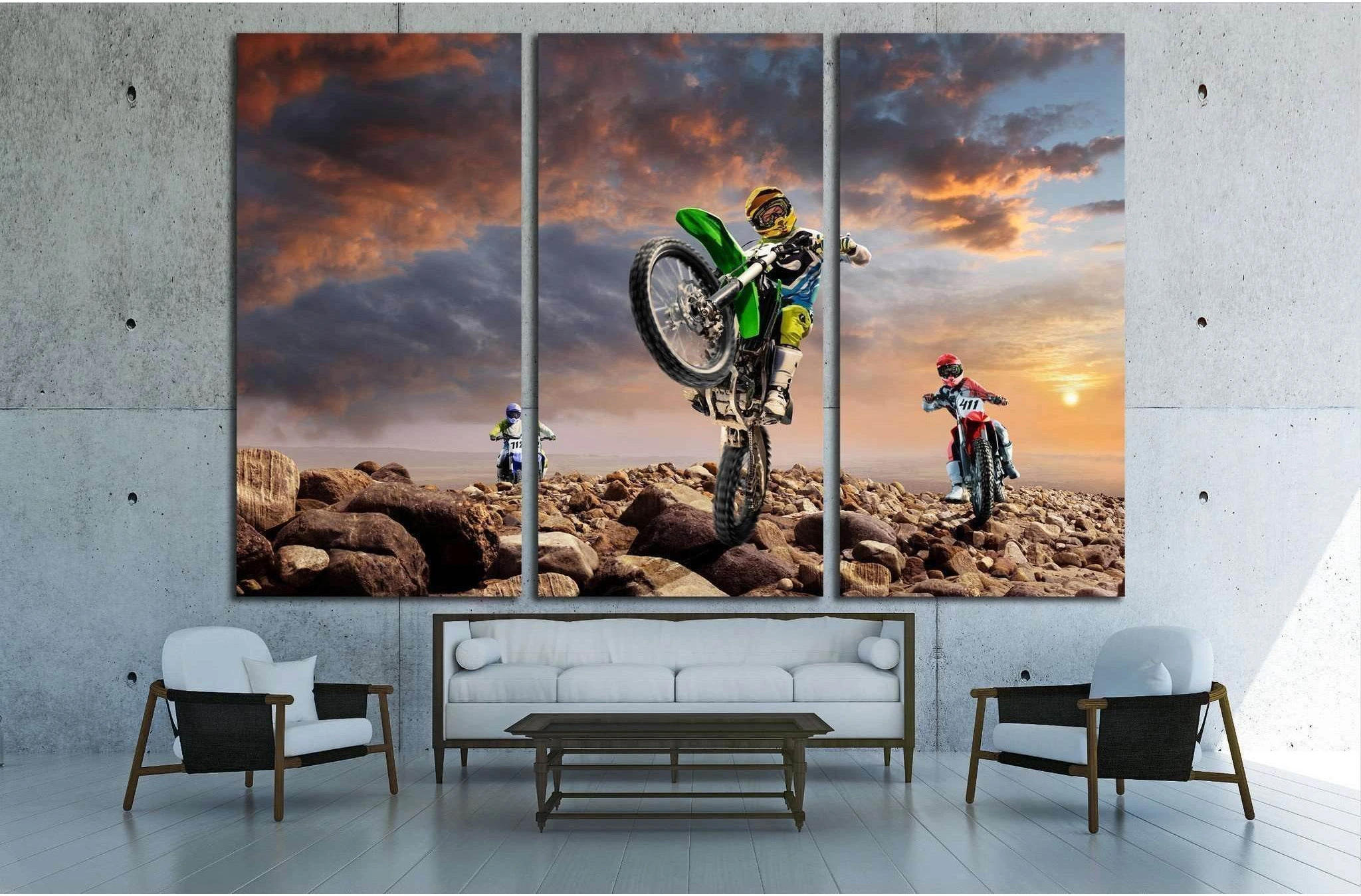 Professional dirt bike riders on top of vulcan №1890 Ready to Hang Canvas Print - Zellart Canvas Prints ALL_Products, s-1890