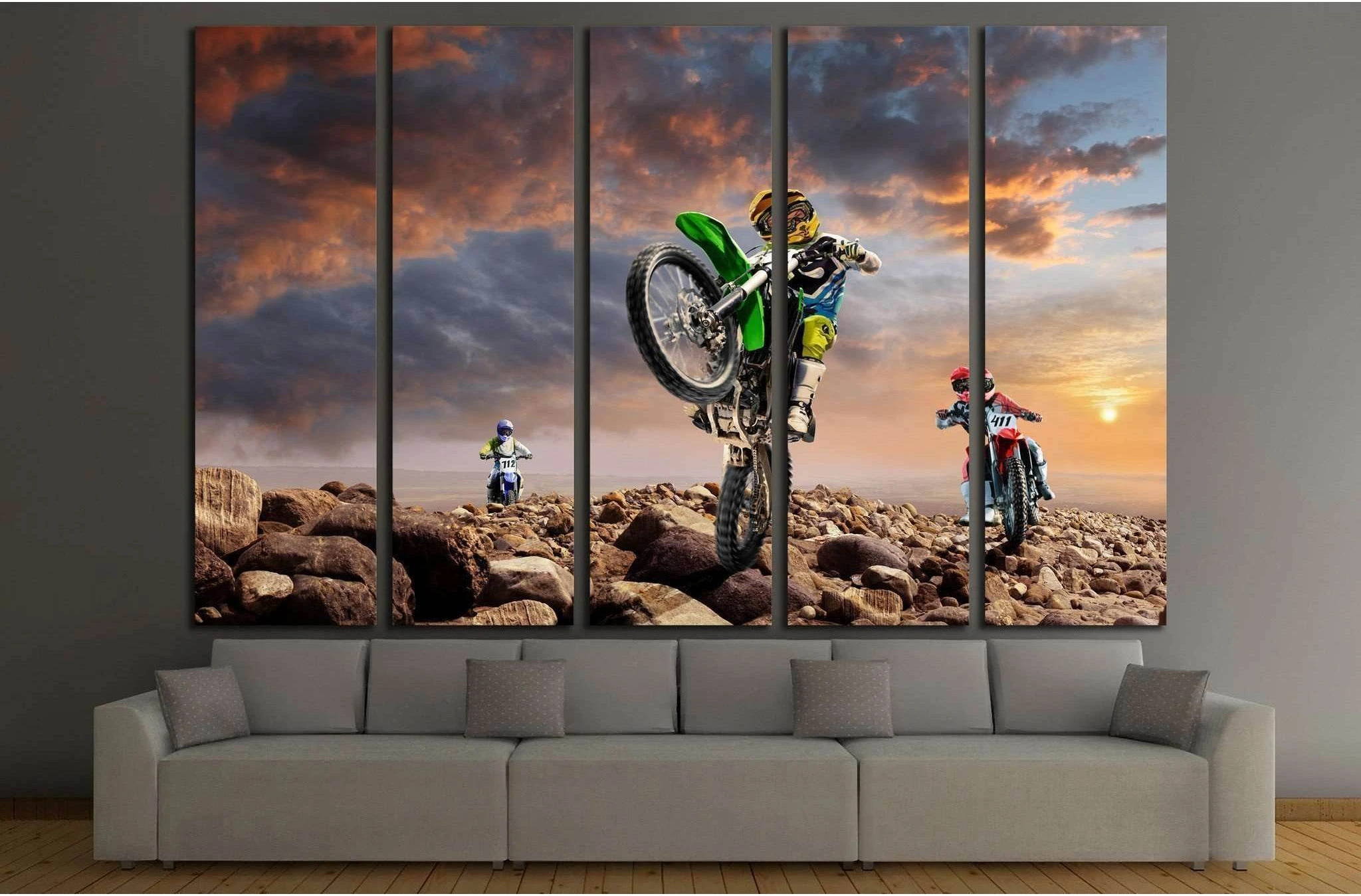 Professional dirt bike riders on top of vulcan №1890 Ready to Hang Canvas Print - Zellart Canvas Prints ALL_Products, s-1890