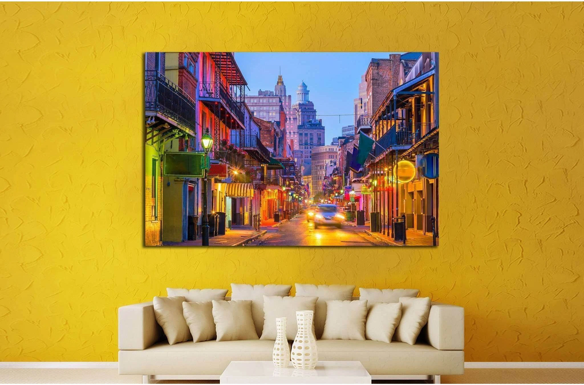 Pubs and bars in the French Quarter, New Orleans USA №1773 Ready to Hang Canvas Print - Zellart Canvas Prints ALL_Products, s-1773