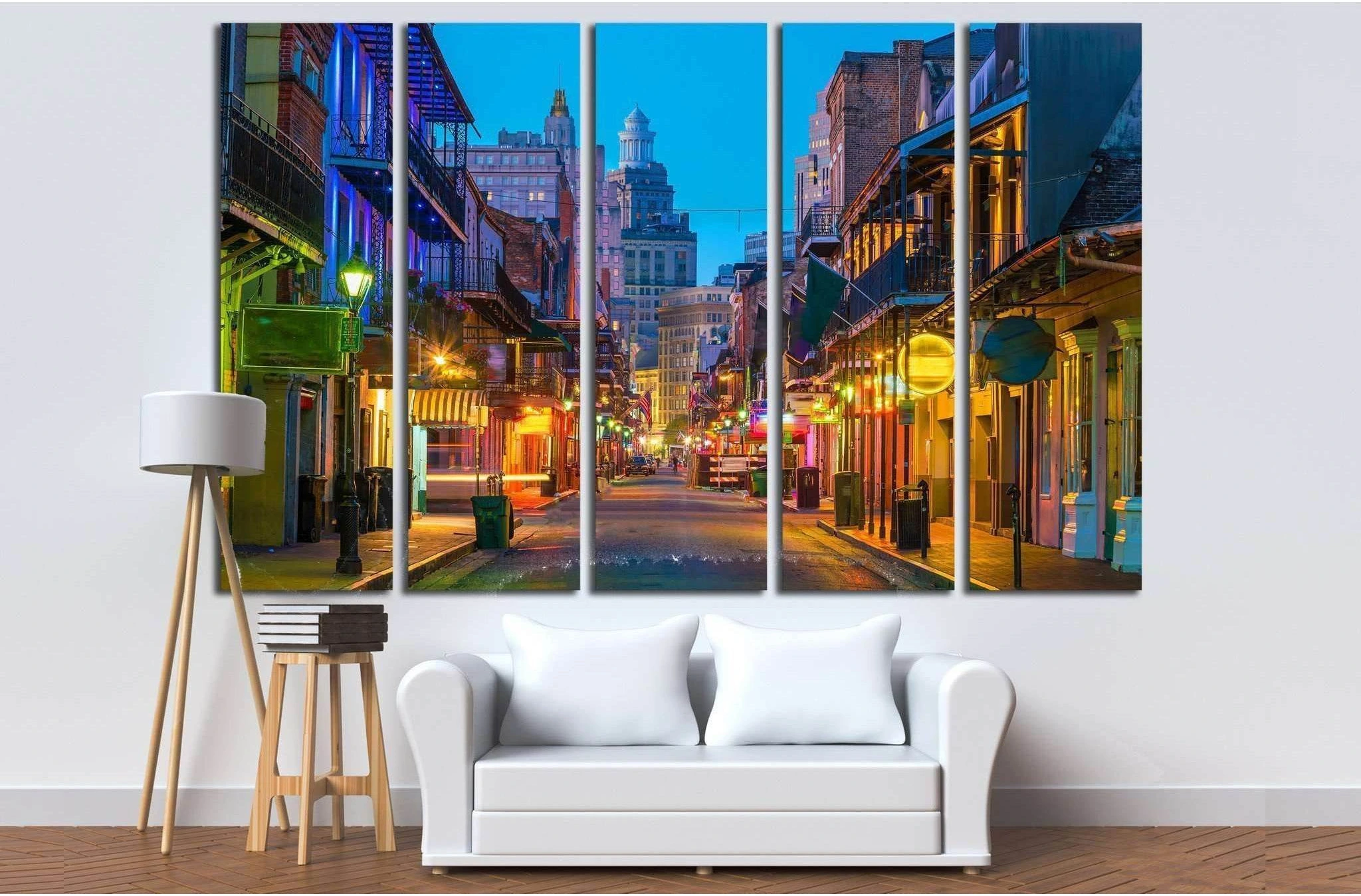 Pubs and bars with neon lights in the French Quarter, New Orleans USA №2098 Ready to Hang Canvas Print - Zellart Canvas Prints ALL_Products, s-2098