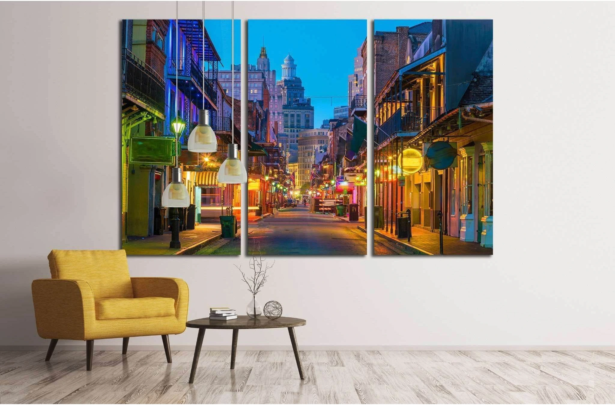 Pubs and bars with neon lights in the French Quarter, New Orleans USA №2098 Ready to Hang Canvas Print - Zellart Canvas Prints ALL_Products, s-2098