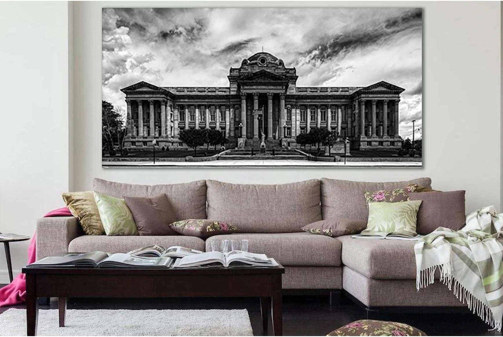 Pueblo County Courthouse Black End White №SL865 Ready to Hang Canvas Print - Zellart Canvas Prints 0new, ALL_Products, Black & White Wall Art