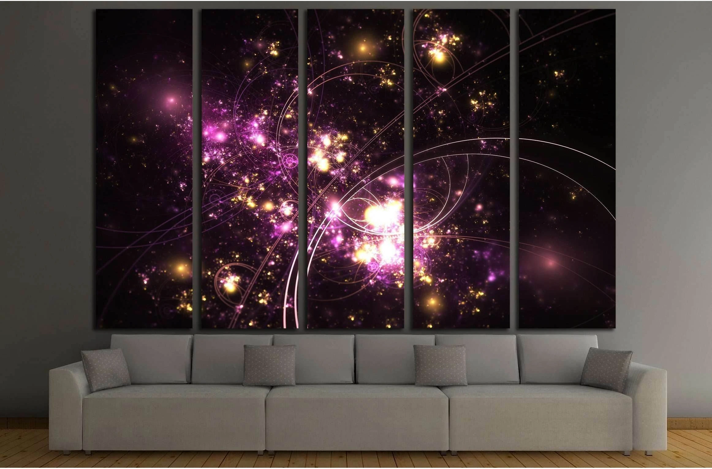 Purple and gold fractal machine №3017 Ready to Hang Canvas Print - Zellart Canvas Prints ALL_Products, s-3017