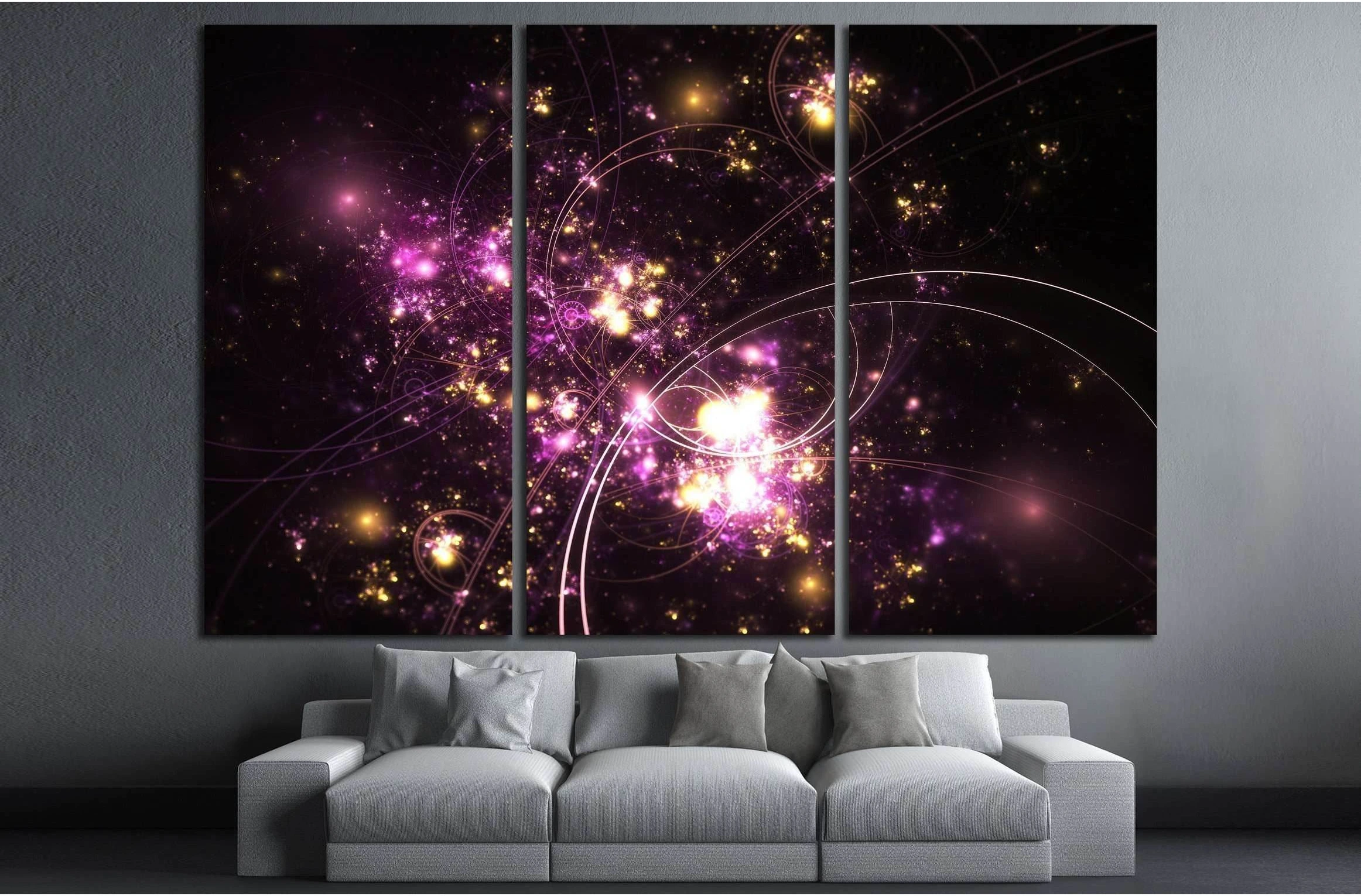 Purple and gold fractal machine №3017 Ready to Hang Canvas Print - Zellart Canvas Prints ALL_Products, s-3017