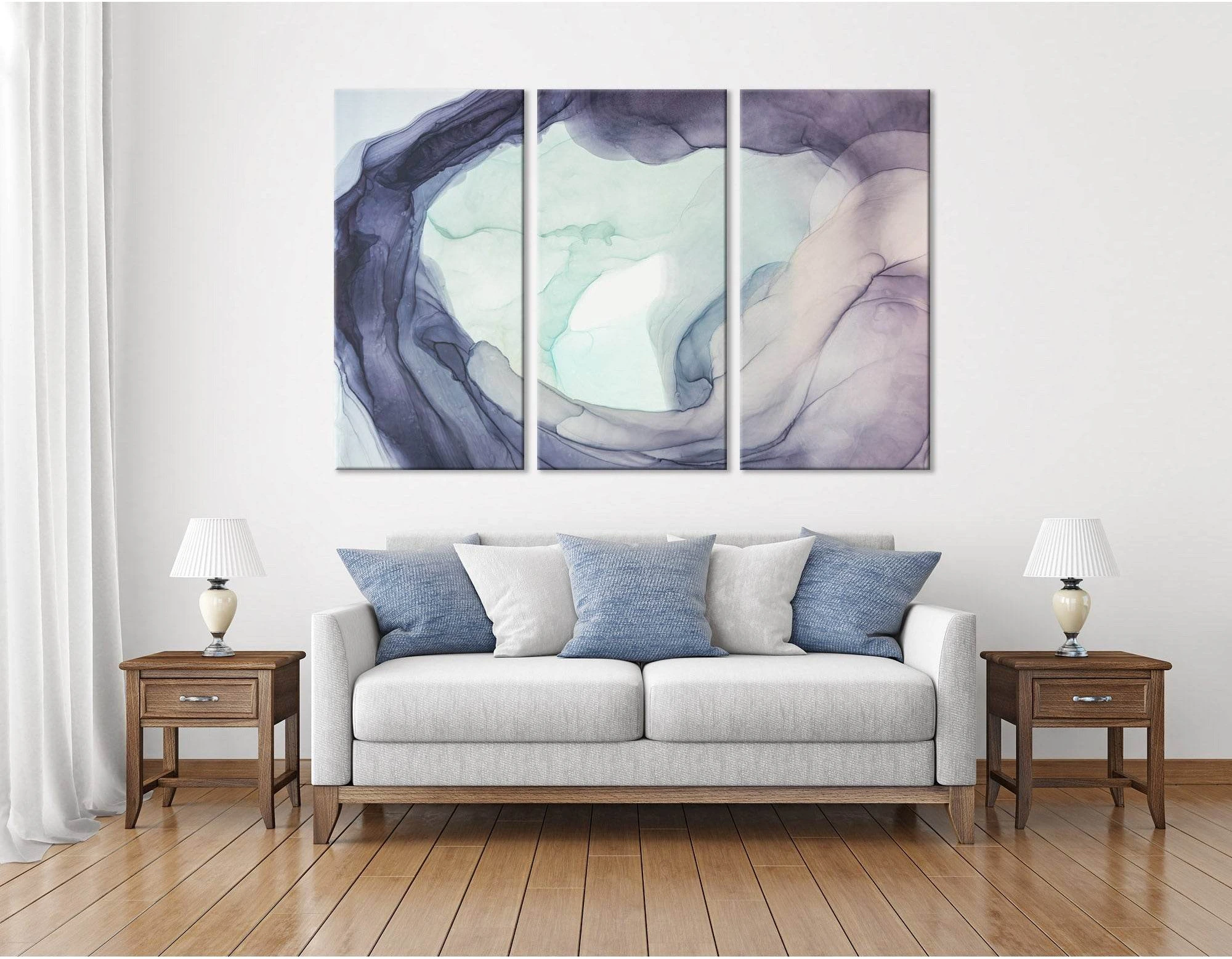 Purple And Light Green Abstract №04312 Ready to Hang Canvas Print - Zellart Canvas Prints ALL_Products