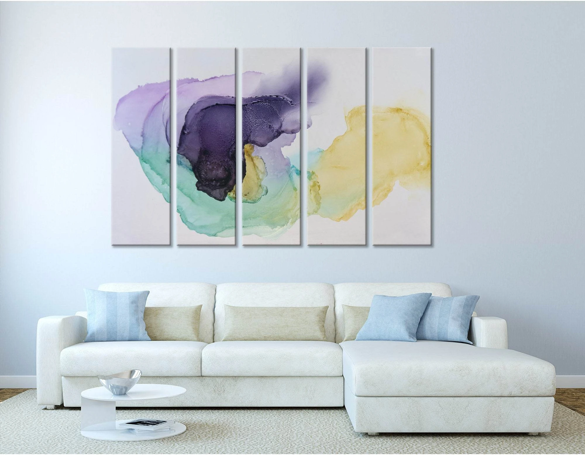 Purple, Blue And Yellow Abstract №04360 Ready to Hang Canvas Print - Zellart Canvas Prints ALL_Products