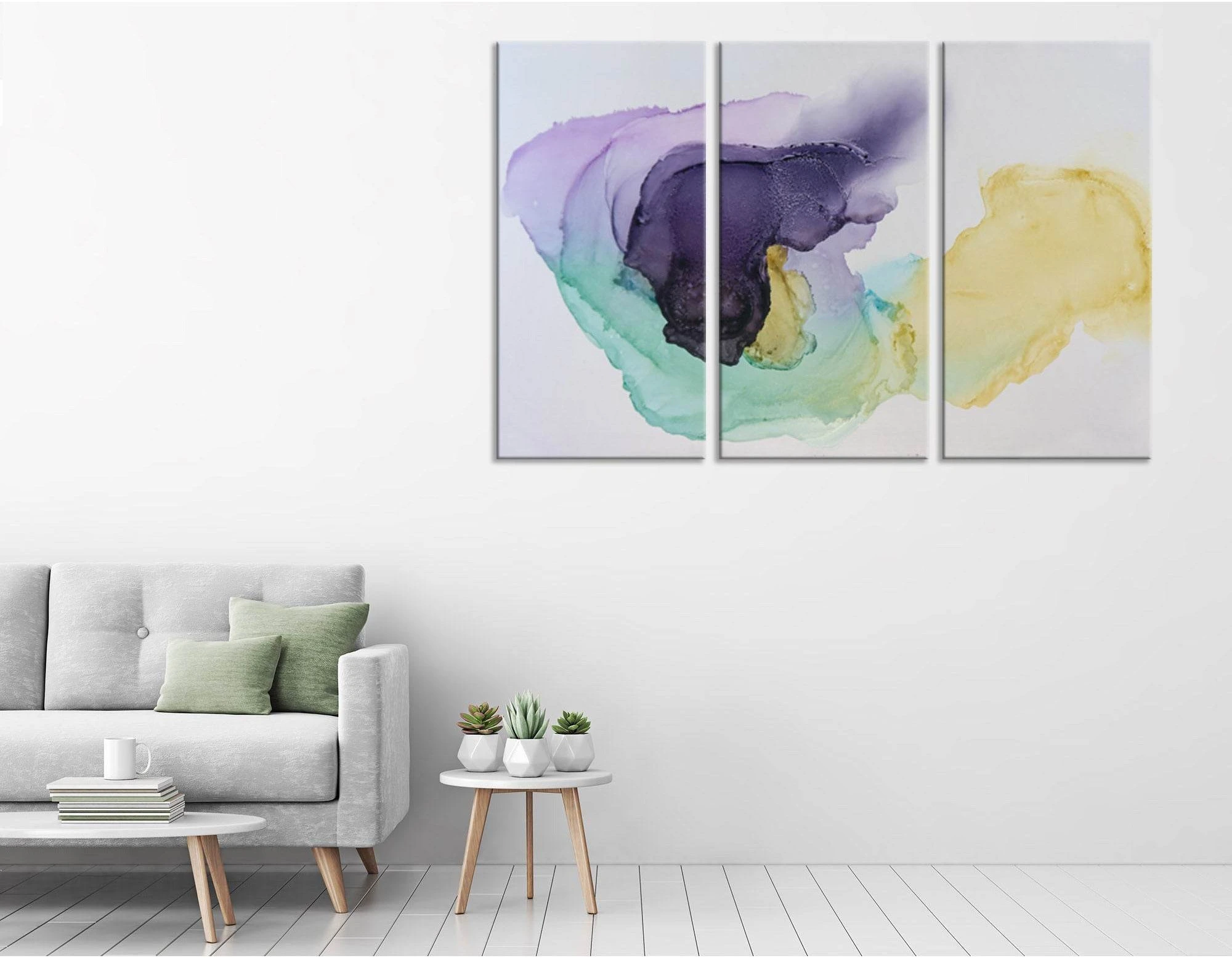 Purple, Blue And Yellow Abstract №04360 Ready to Hang Canvas Print - Zellart Canvas Prints ALL_Products