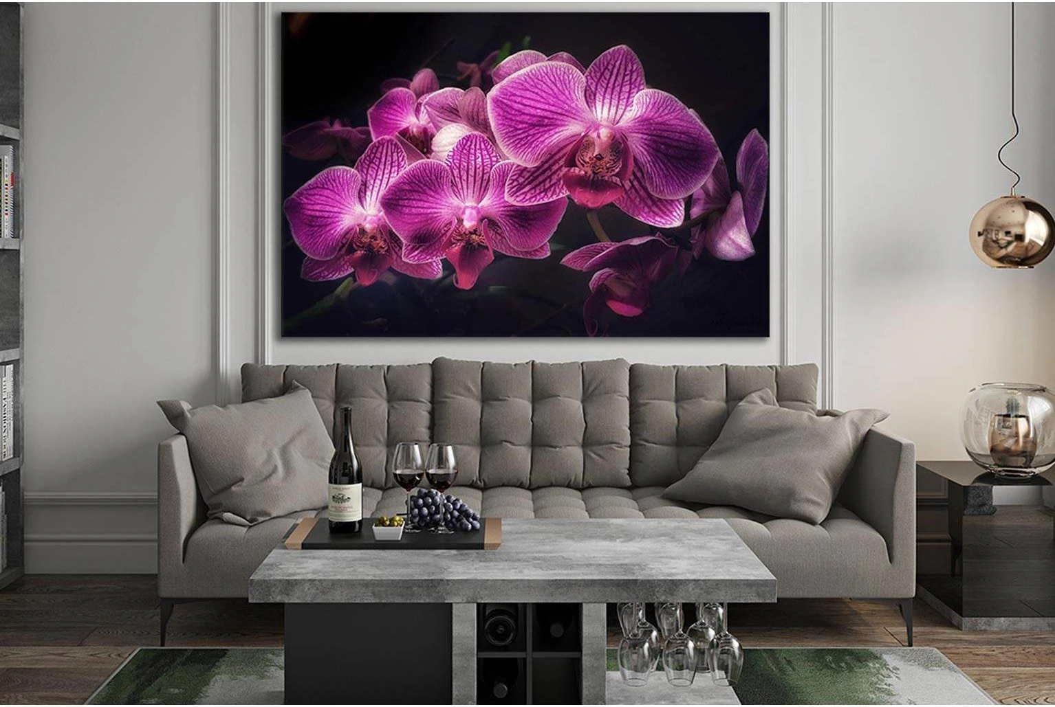 Purple Orchids №SL731 Ready to Hang Canvas Print - Zellart Canvas Prints 0new, ALL_Products, Floral & Botanical Wall Art