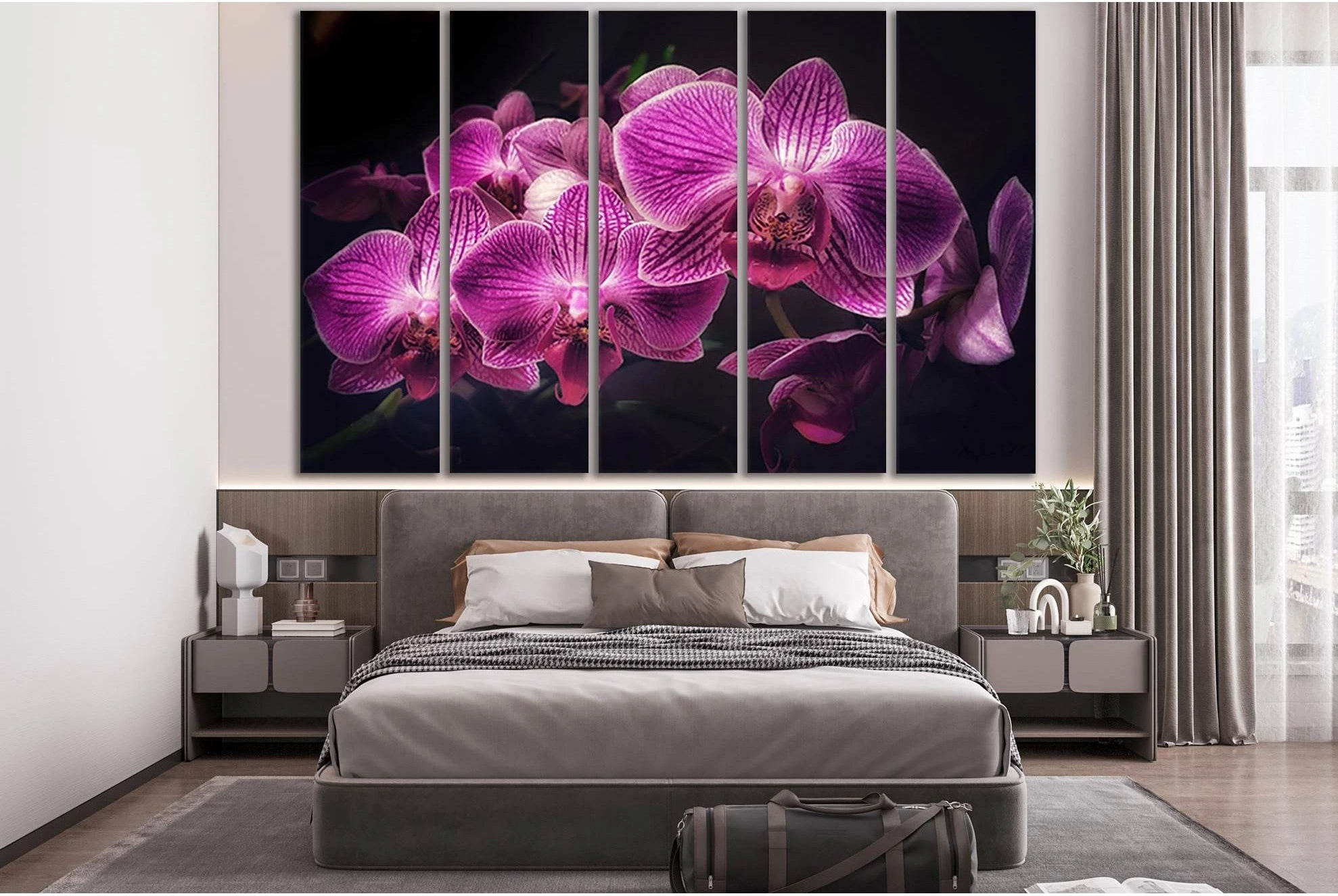 Purple Orchids №SL731 Ready to Hang Canvas Print - Zellart Canvas Prints 0new, ALL_Products, Floral & Botanical Wall Art