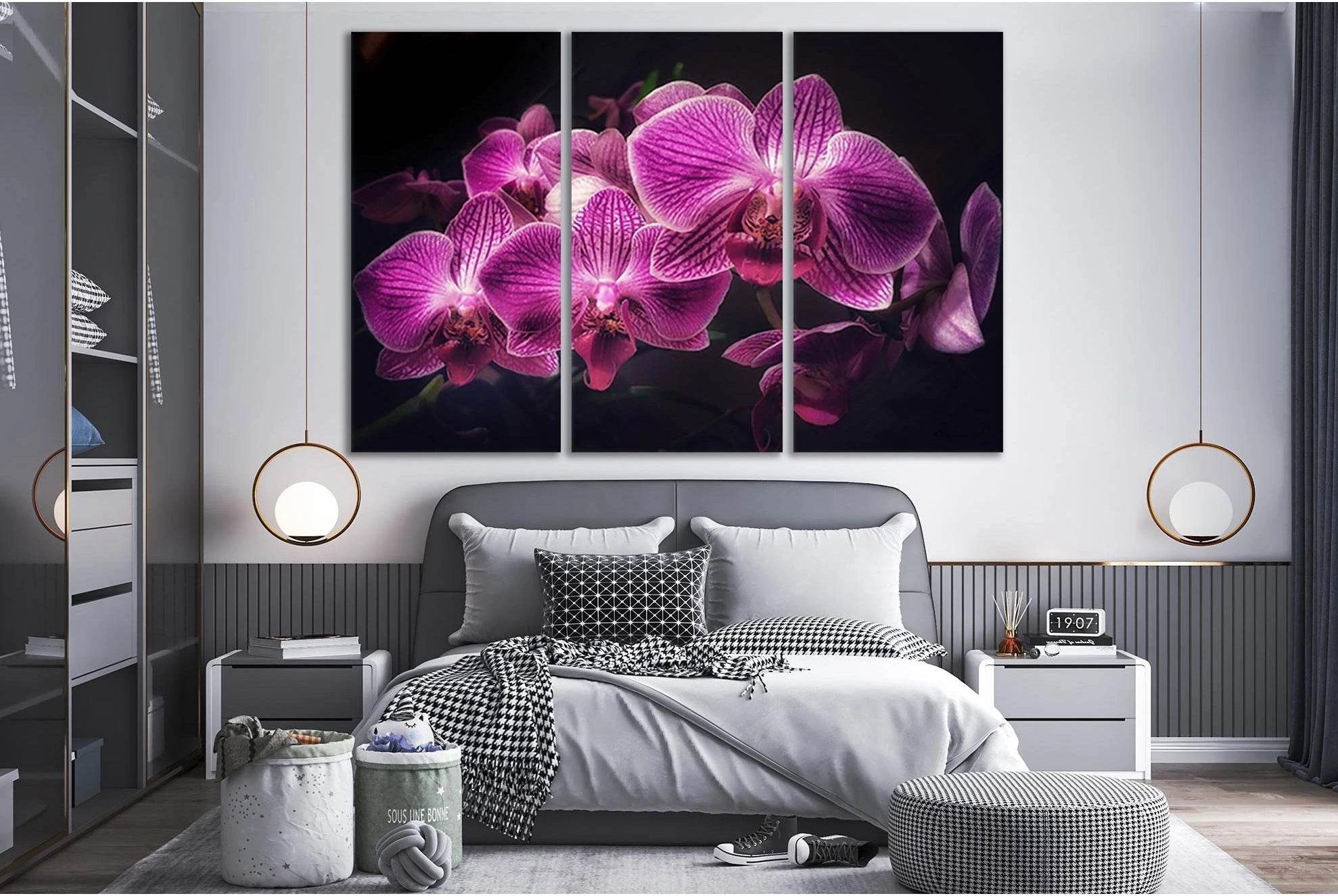Purple Orchids №SL731 Ready to Hang Canvas Print - Zellart Canvas Prints 0new, ALL_Products, Floral & Botanical Wall Art