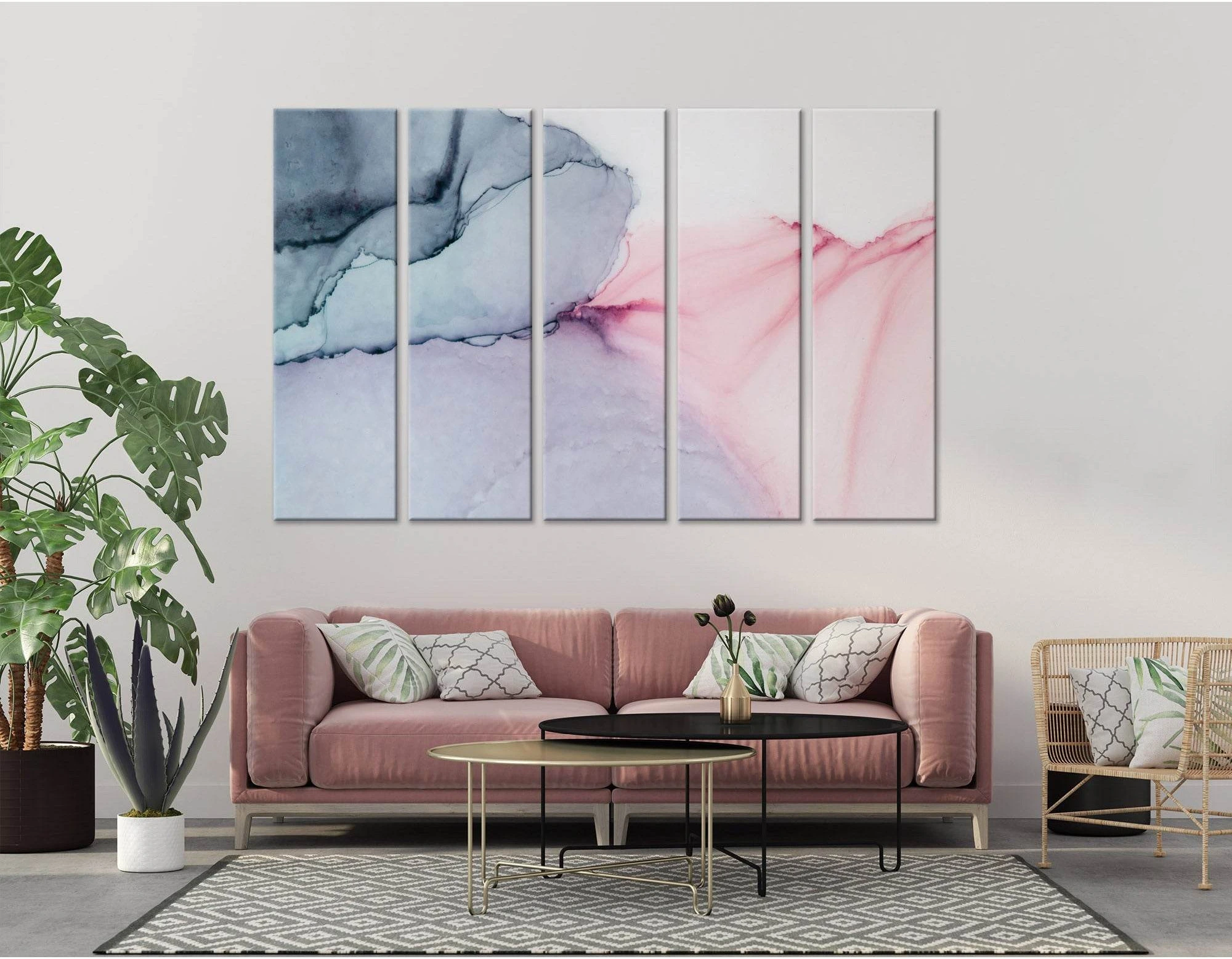 Purple, Pink And Blue Abstract №04354 Ready to Hang Canvas Print - Zellart Canvas Prints ALL_Products