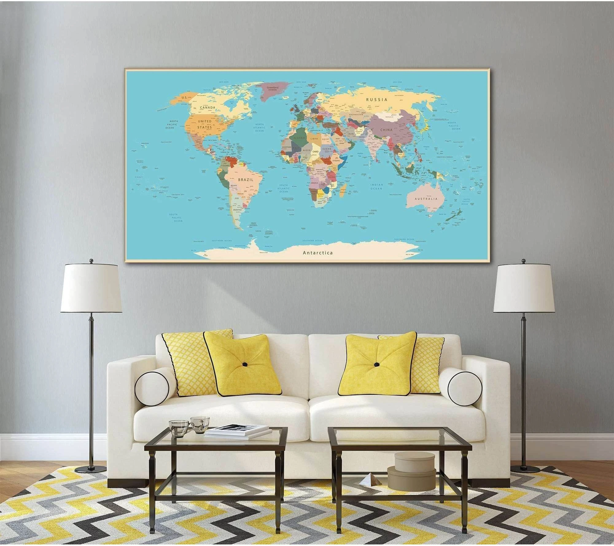 Push Pin World Map №807 Ready to Hang Canvas Print - Zellart Canvas Prints ALL_Products, autopostr_pinterest_65155, autopostr_pinterest_65157, autopostr_pinterest_65158, autopostr_pinterest_65160