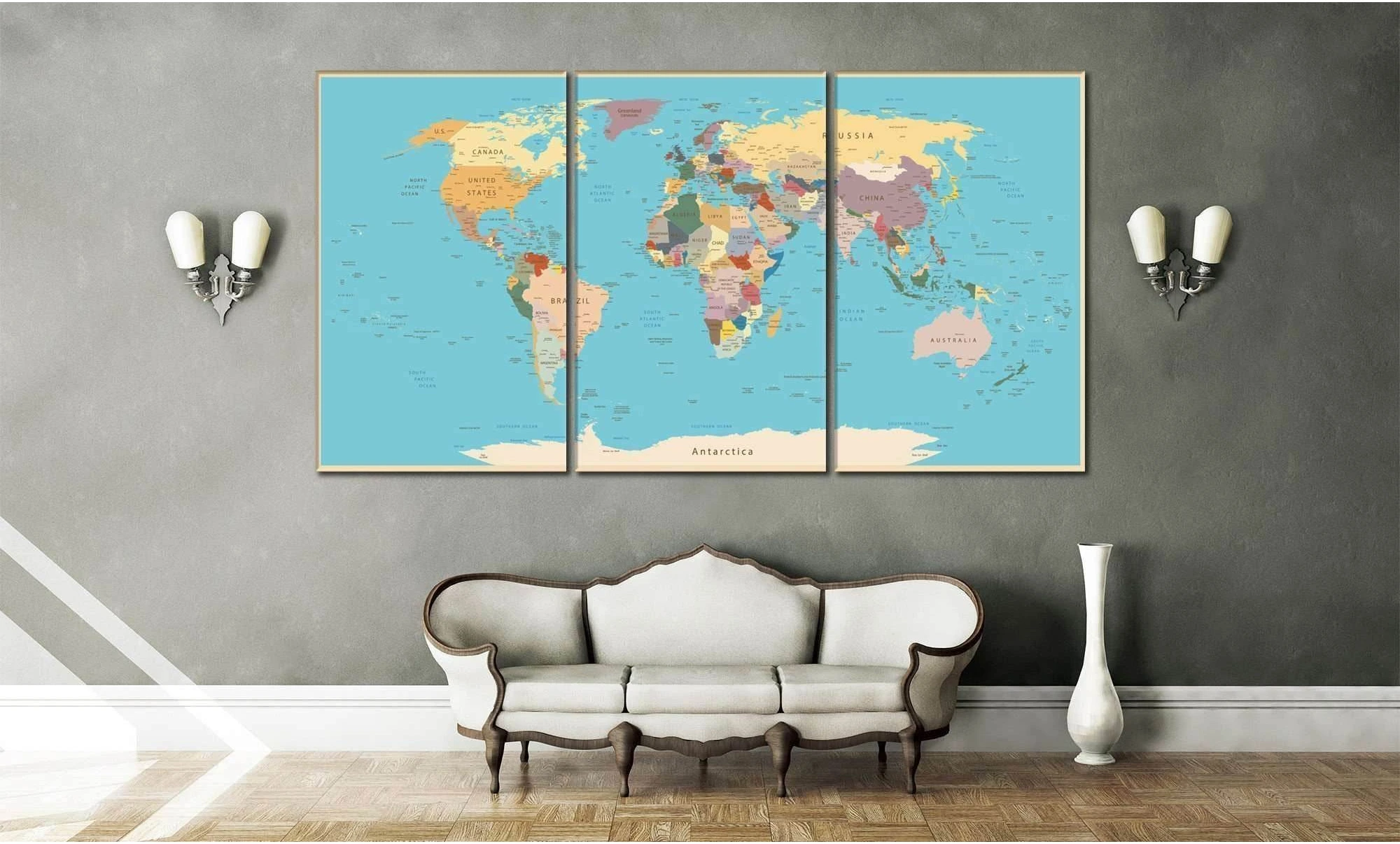 Push Pin World Map №807 Ready to Hang Canvas Print - Zellart Canvas Prints ALL_Products, autopostr_pinterest_65155, autopostr_pinterest_65157, autopostr_pinterest_65158, autopostr_pinterest_65160