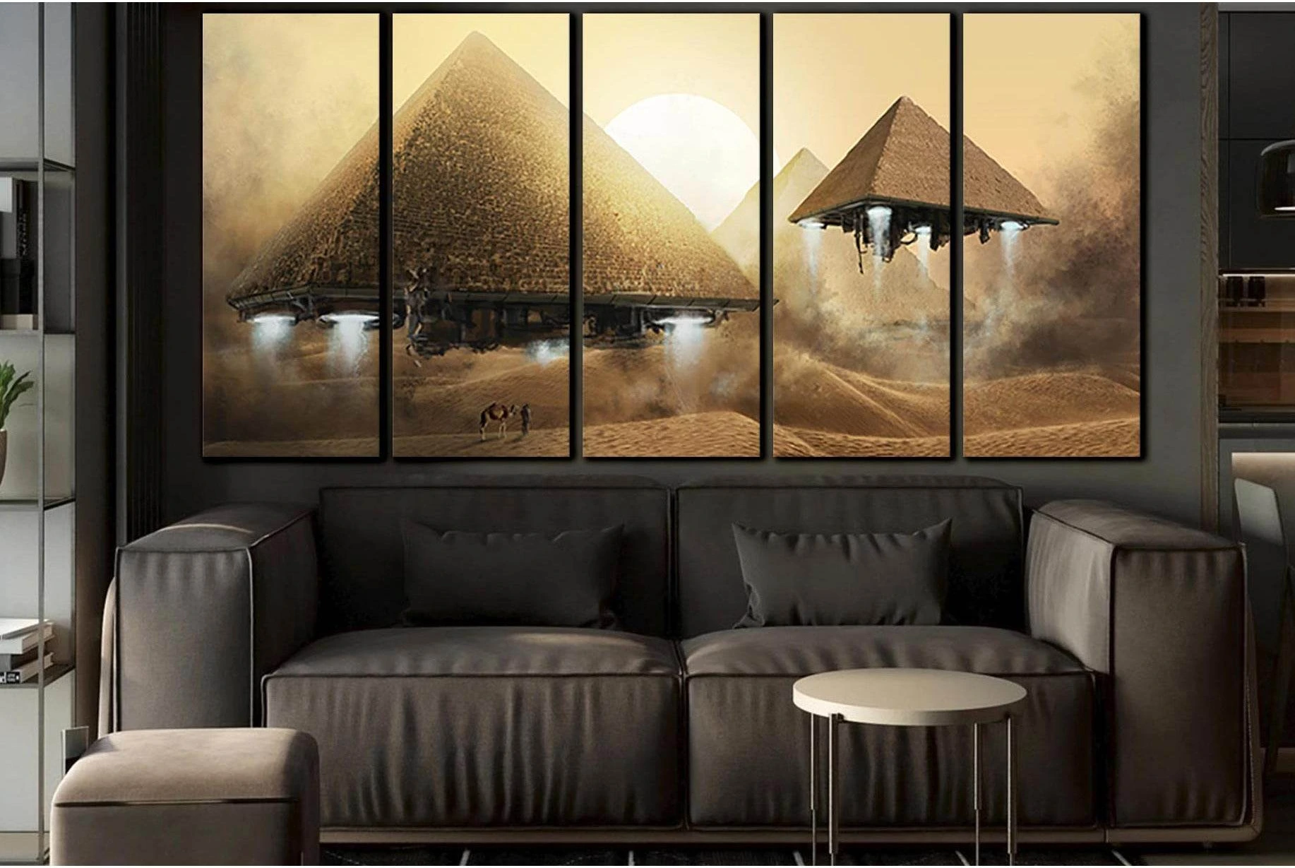 Pyramid Spaceships №SL1290 Ready to Hang Canvas Print - Zellart Canvas Prints 0new, ALL_Products, Fantasy And Sci Fi Wall Art