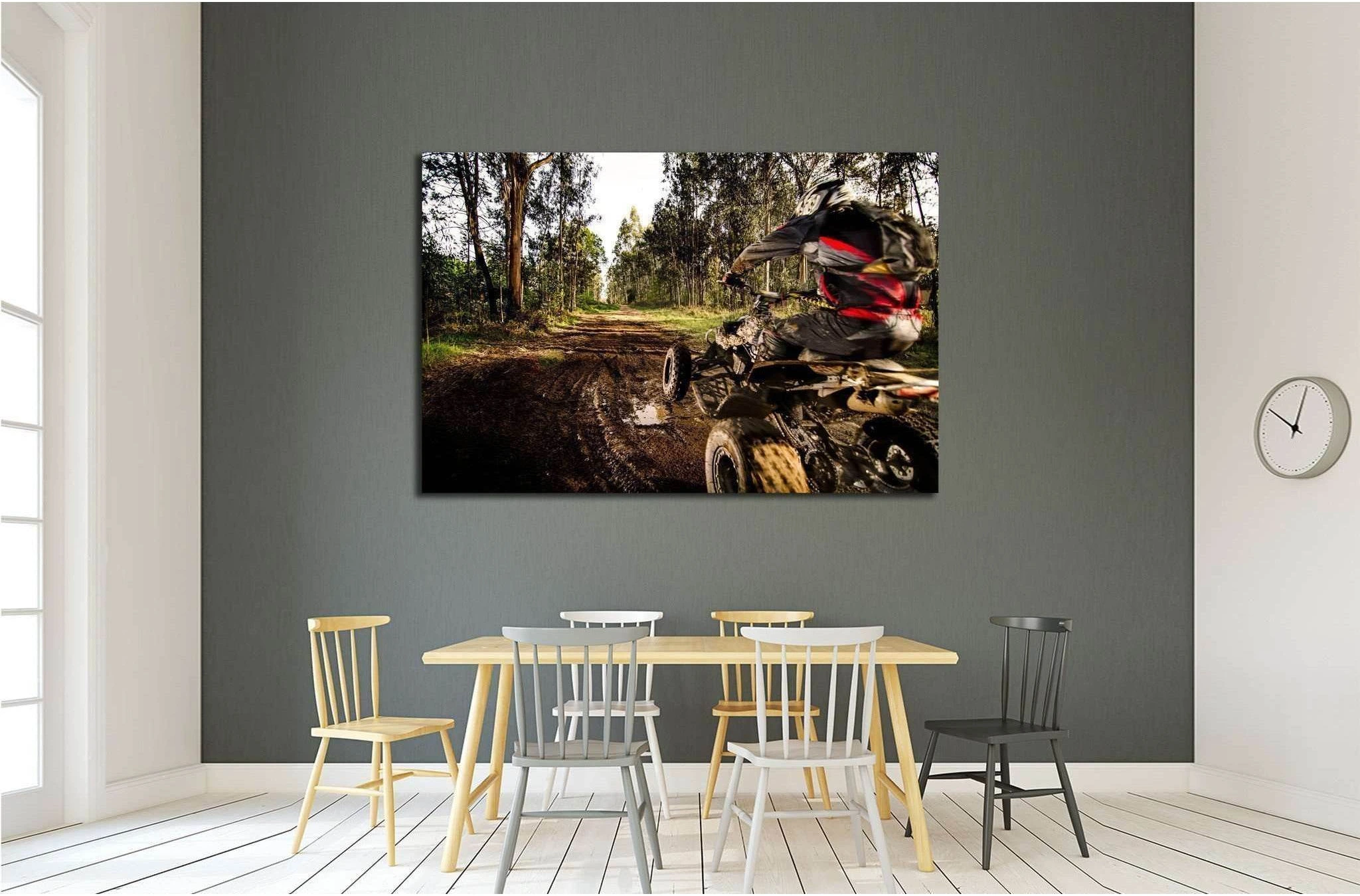 Quad rider jumping on a muddy forest trail №1865 Ready to Hang Canvas Print - Zellart Canvas Prints ALL_Products, s-1865