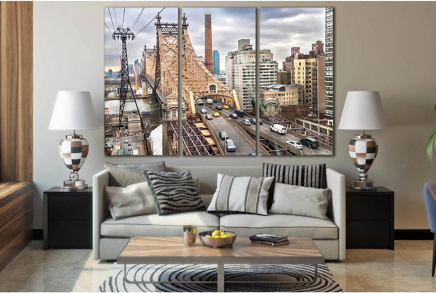Queensboro Bridge New York №SL1099 Ready to Hang Canvas Print - Zellart Canvas Prints 0_NY_ART, 0new, ALL_Products, Bridges Wall Art