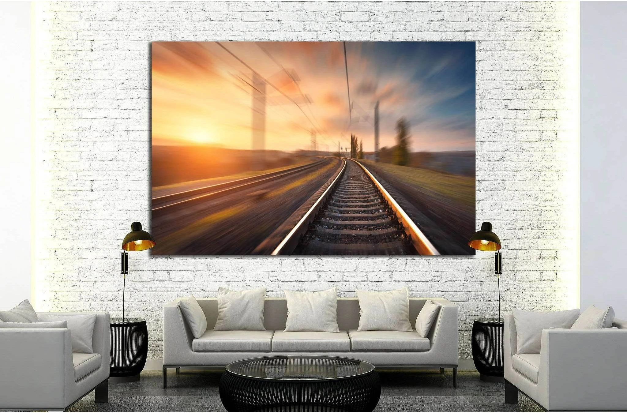 Railroad travel, railway tourism, Transportation №1304 Ready to Hang Canvas Print - Zellart Canvas Prints ALL_Products, s-1304