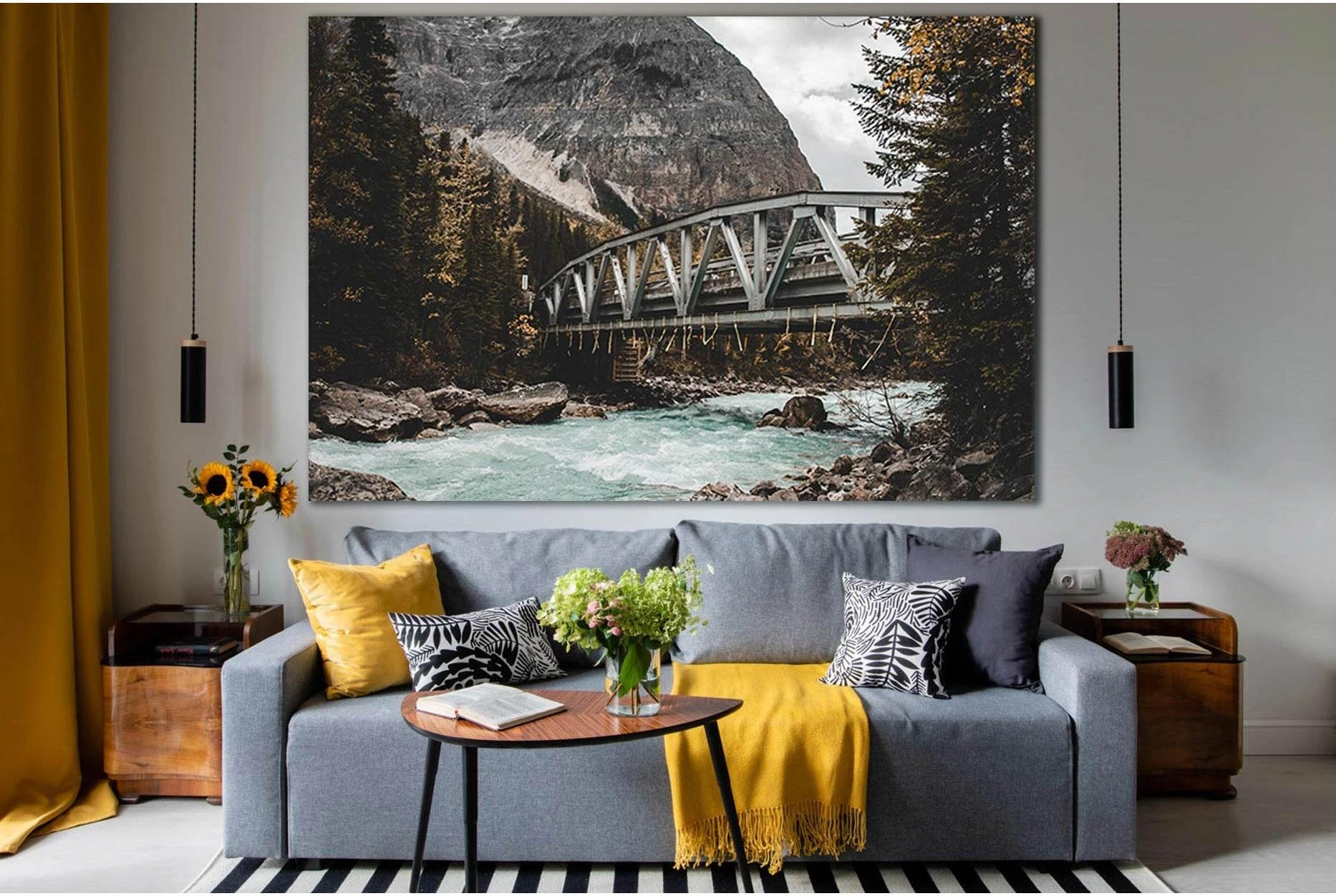Railway Bridge In The Mountains №SL1147 Ready to Hang Canvas Print - Zellart Canvas Prints 0new, ALL_Products, Bridges Wall Art