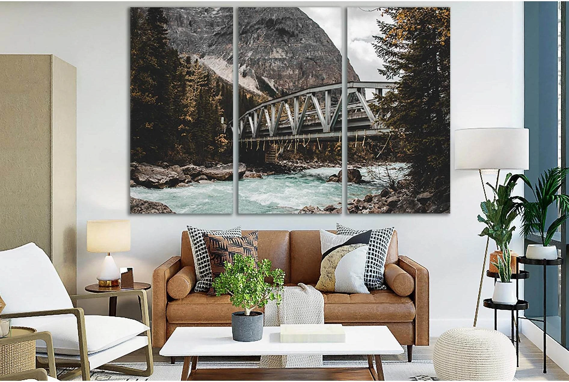 Railway Bridge In The Mountains №SL1147 Ready to Hang Canvas Print - Zellart Canvas Prints 0new, ALL_Products, Bridges Wall Art