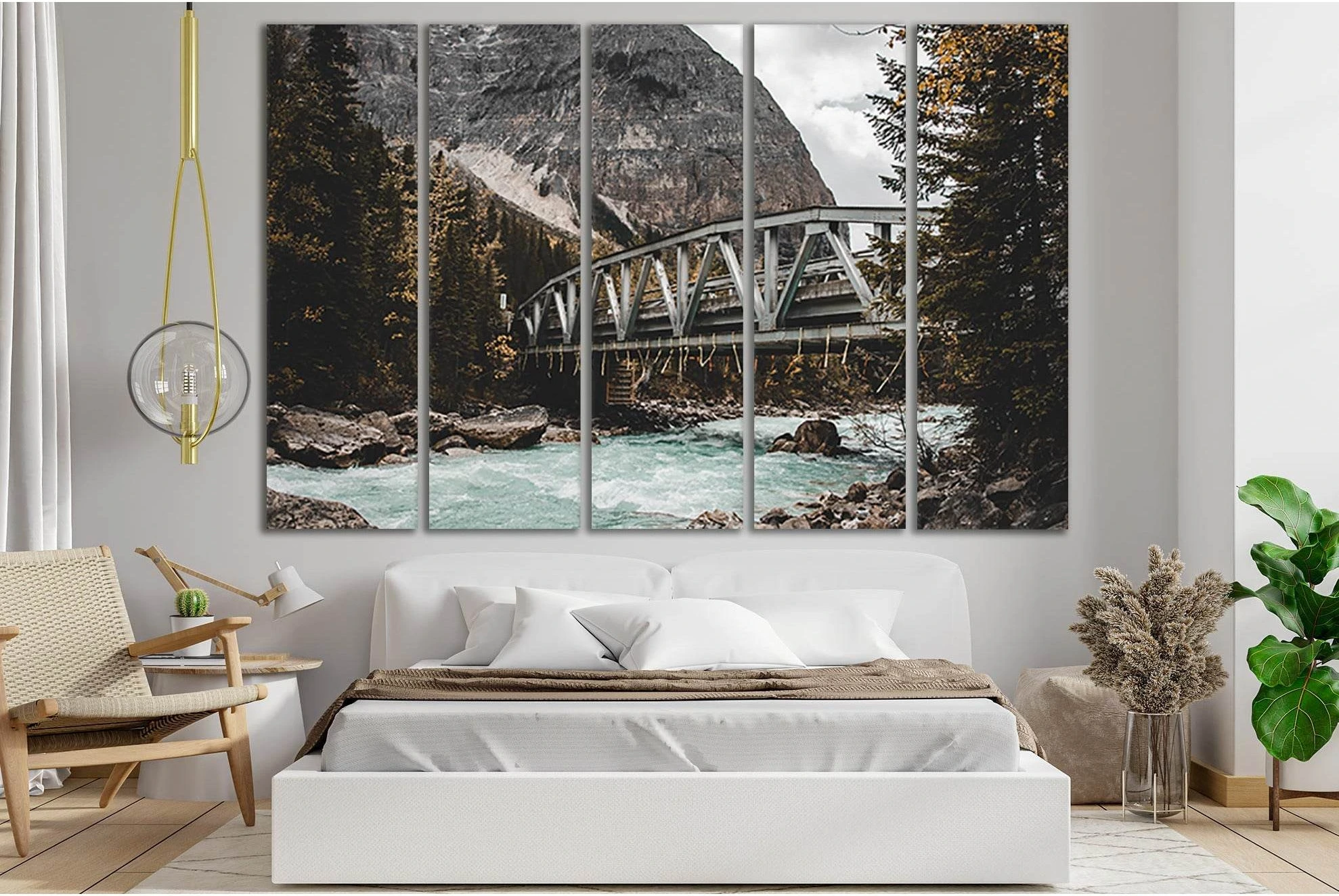 Railway Bridge In The Mountains №SL1147 Ready to Hang Canvas Print - Zellart Canvas Prints 0new, ALL_Products, Bridges Wall Art