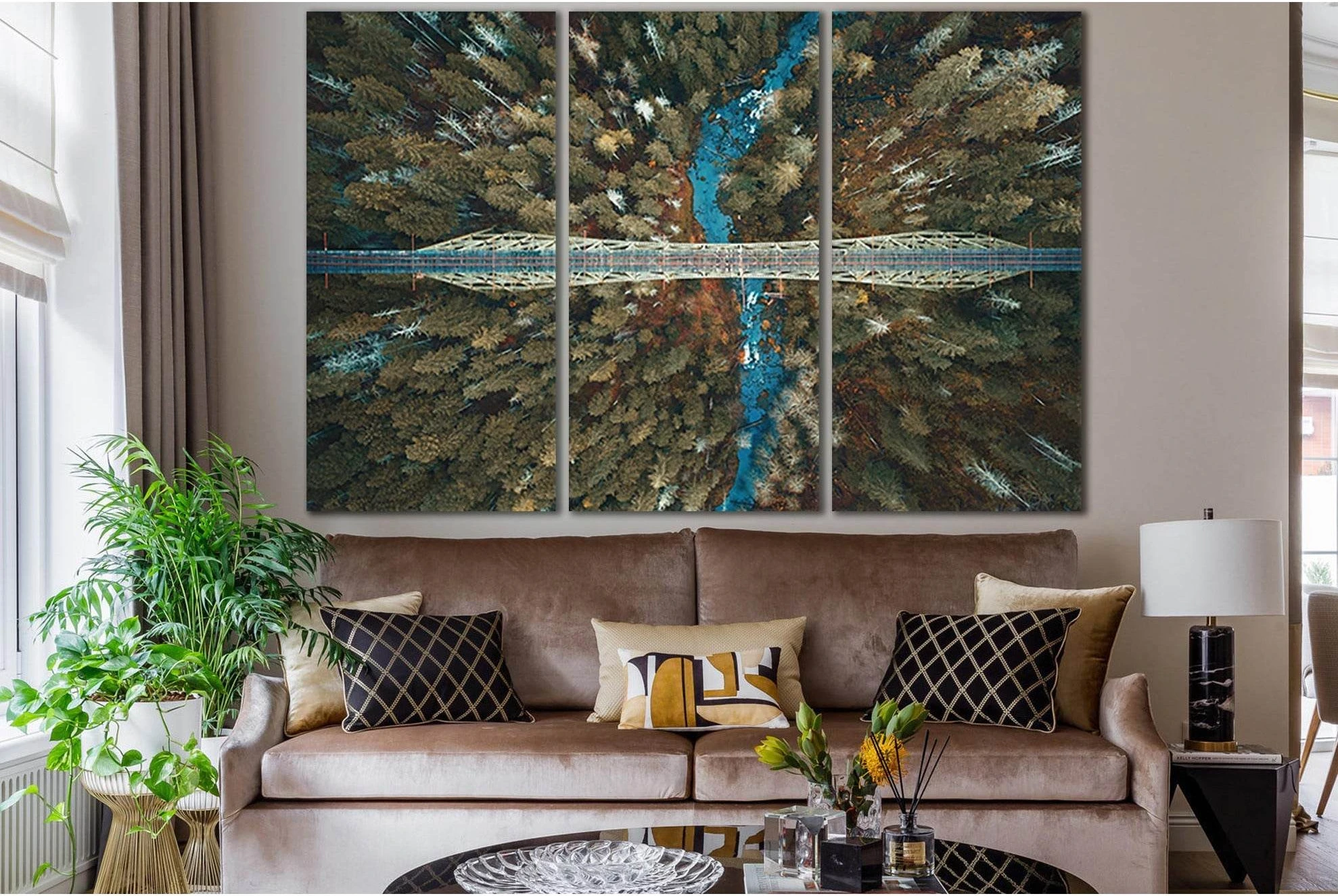 Railway Bridge Top View №SL1145 Ready to Hang Canvas Print - Zellart Canvas Prints 0new, ALL_Products, Bridges Wall Art