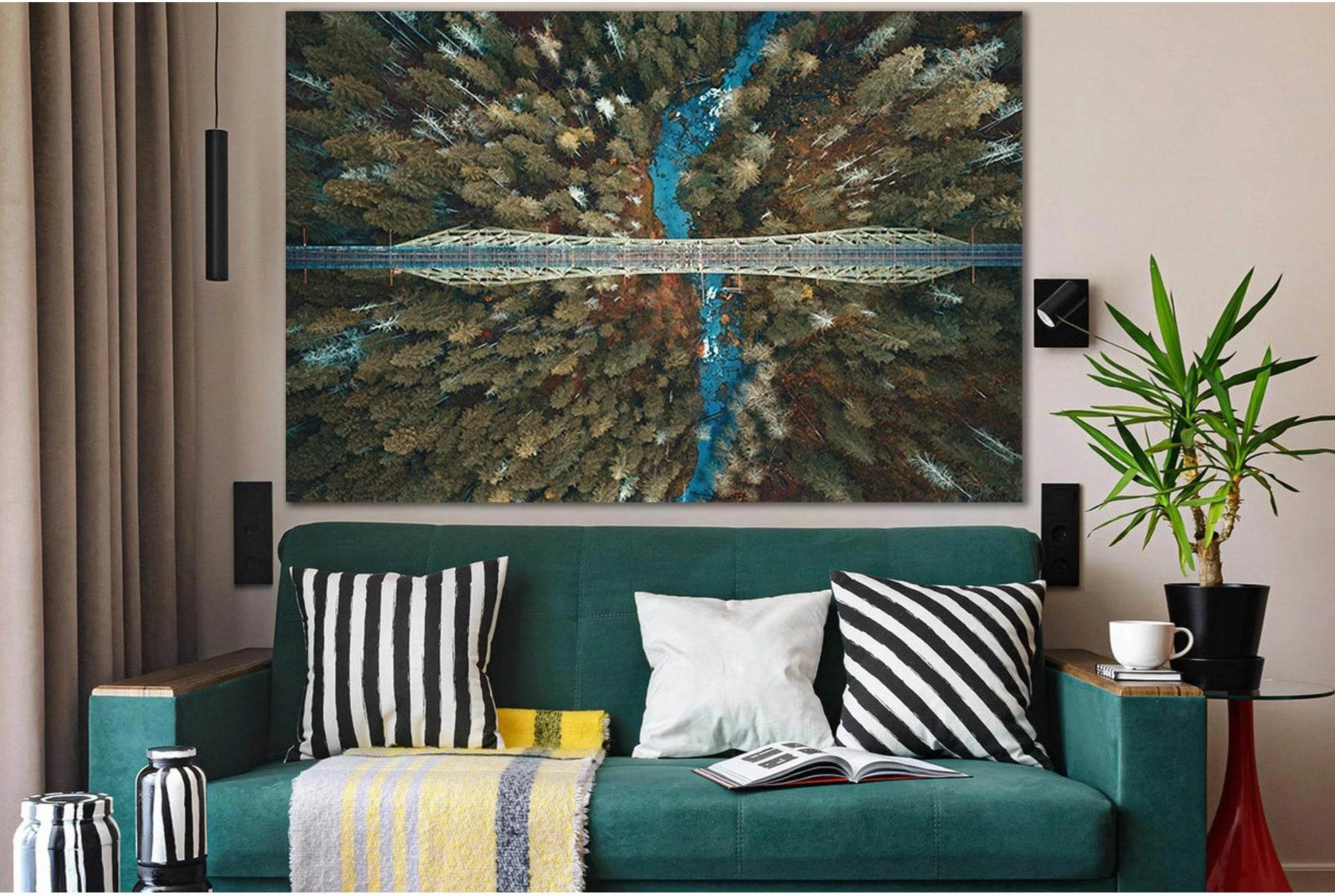 Railway Bridge Top View №SL1145 Ready to Hang Canvas Print - Zellart Canvas Prints 0new, ALL_Products, Bridges Wall Art