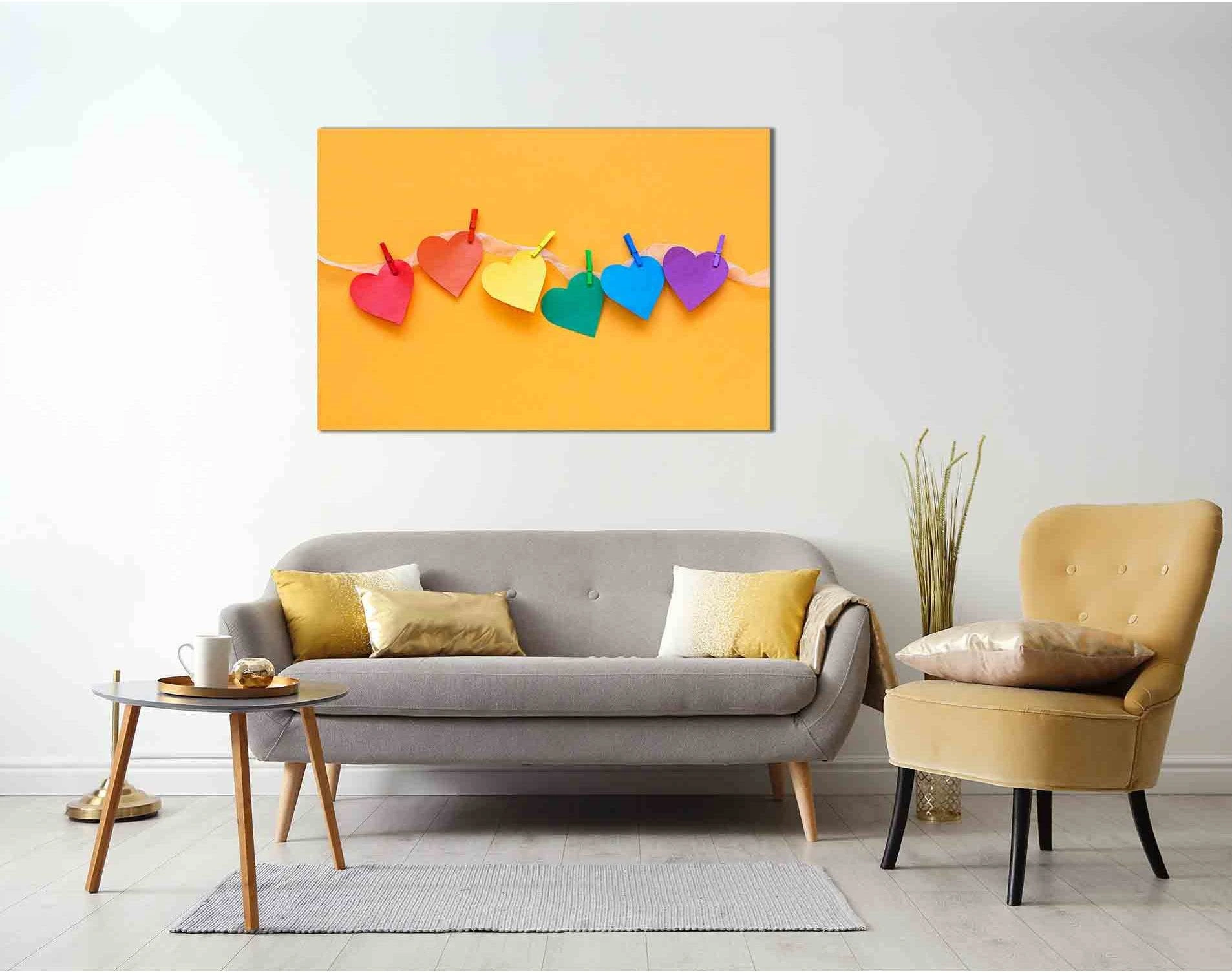 Rainbow color hearts №2109 Ready to Hang Canvas Print - Zellart Canvas Prints 2109, ALL_Products