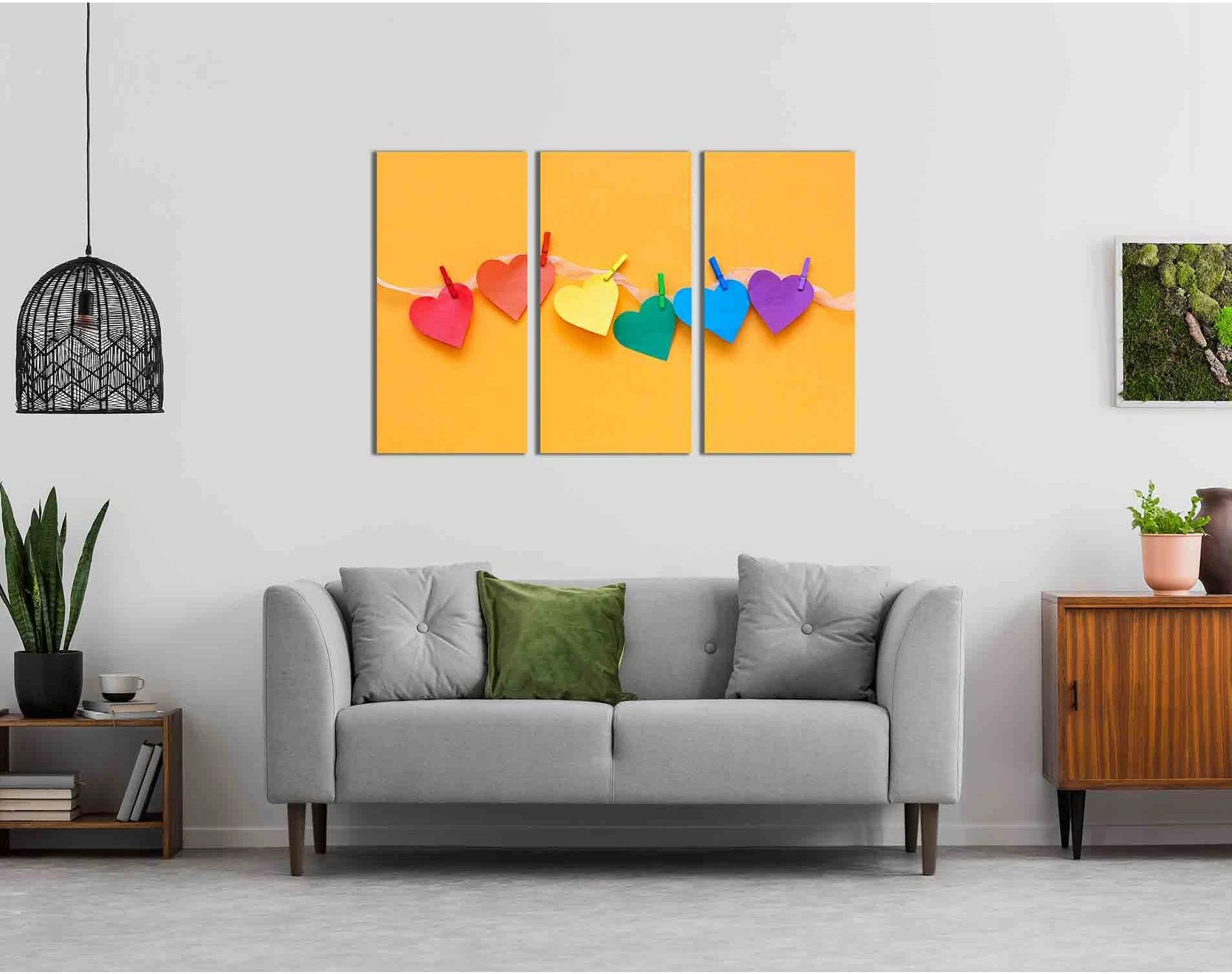 Rainbow color hearts №2109 Ready to Hang Canvas Print - Zellart Canvas Prints 2109, ALL_Products