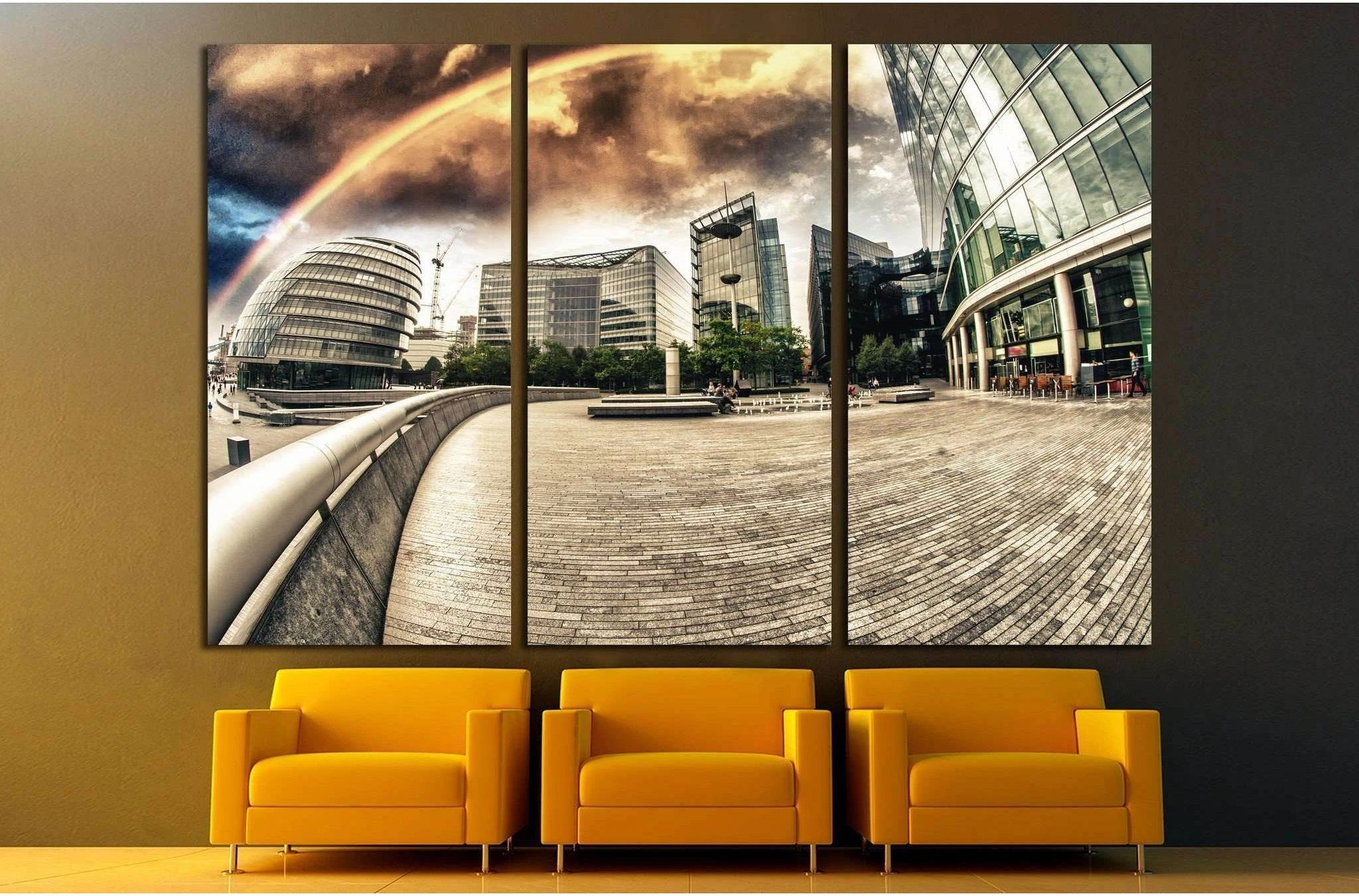 Rainbow over city skyline №1626 Ready to Hang Canvas Print - Zellart Canvas Prints ALL_Products, s-1626
