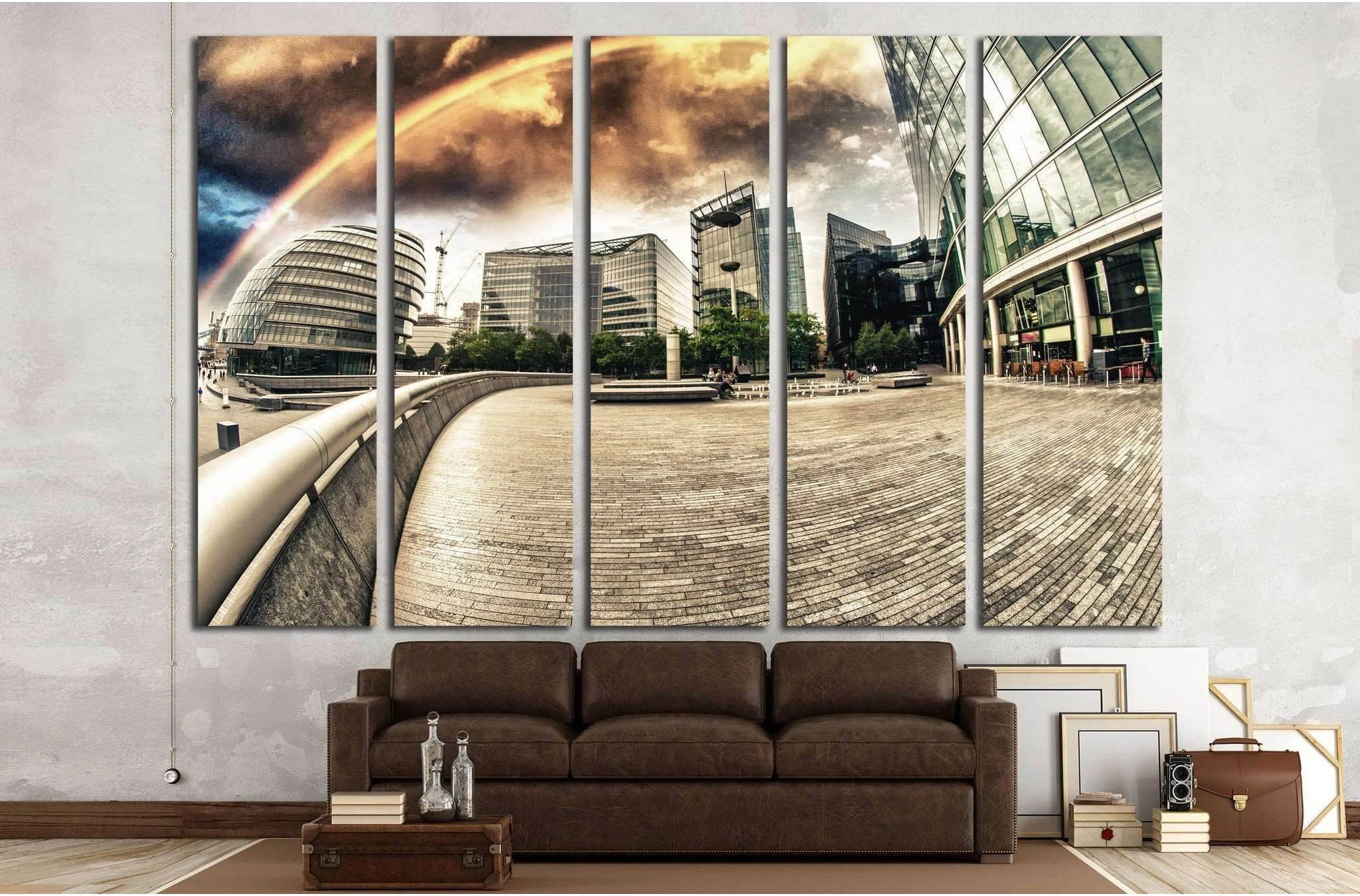 Rainbow over city skyline №1626 Ready to Hang Canvas Print - Zellart Canvas Prints ALL_Products, s-1626