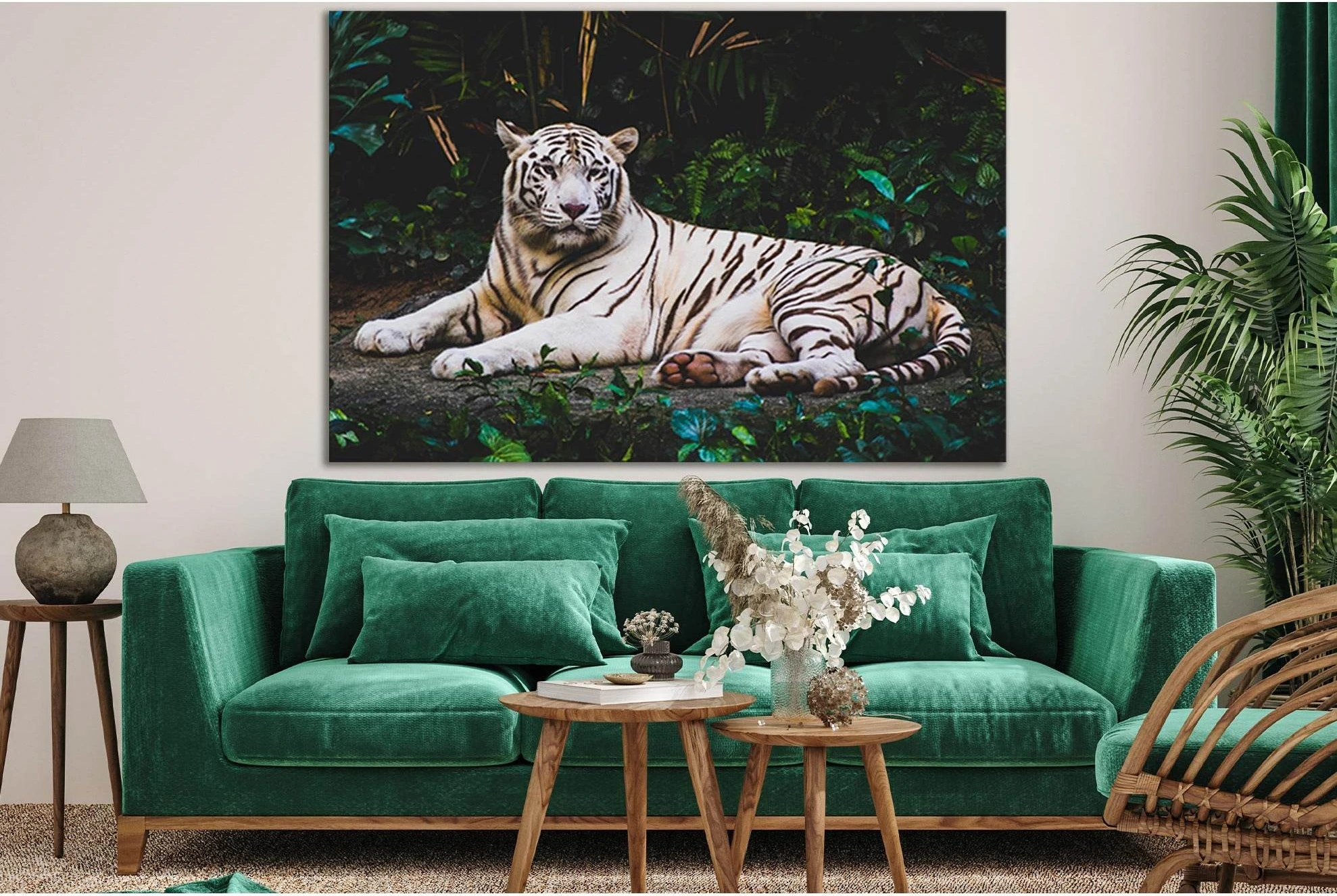 Rare White Tiger №SL1537 Ready to Hang Canvas Print - Zellart Canvas Prints 0new, ALL_Products, Animals & Wildlife, Tiger