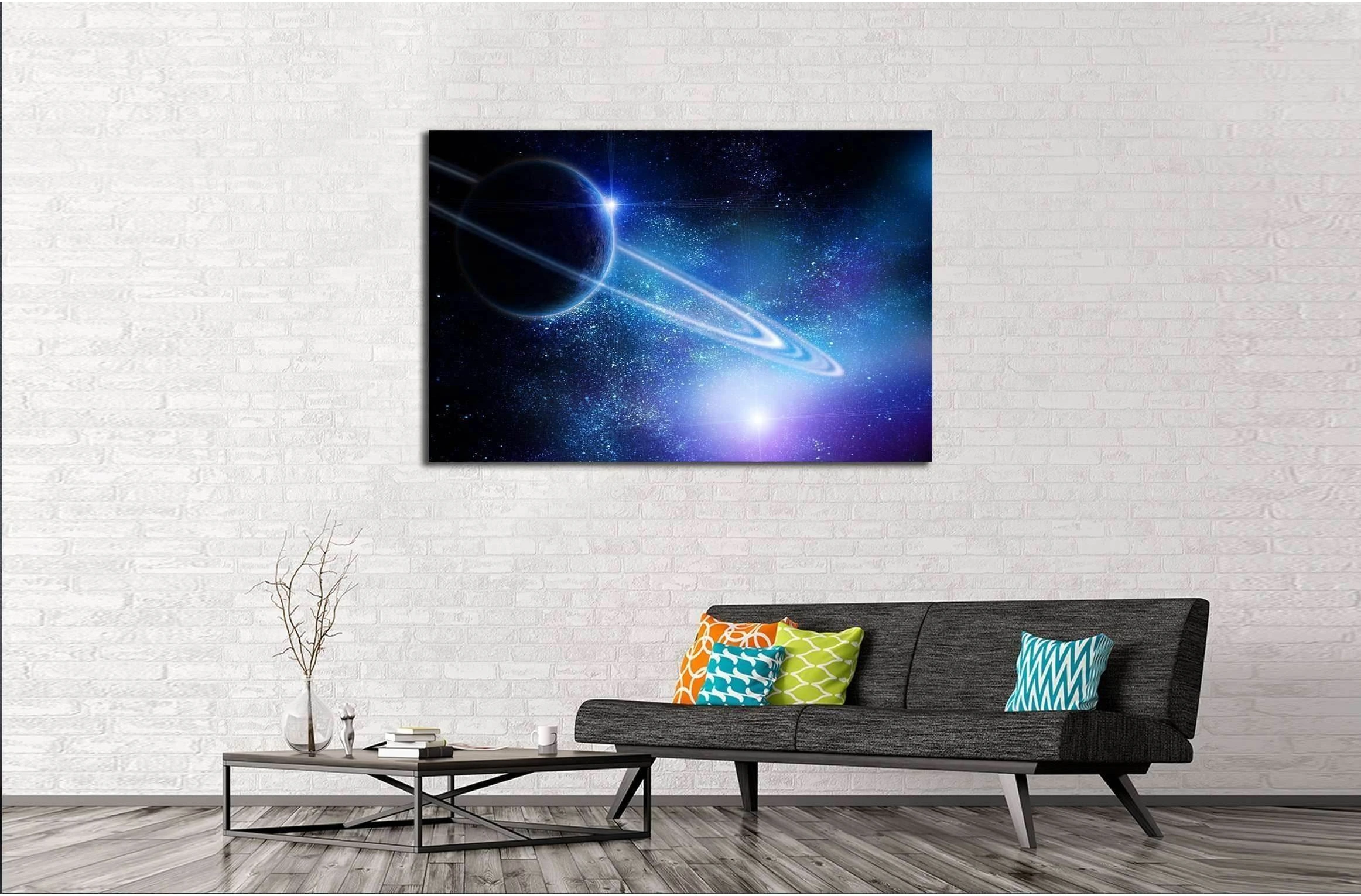 realistic saturn in open space №2460 Ready to Hang Canvas Print - Zellart Canvas Prints ALL_Products, s-2460
