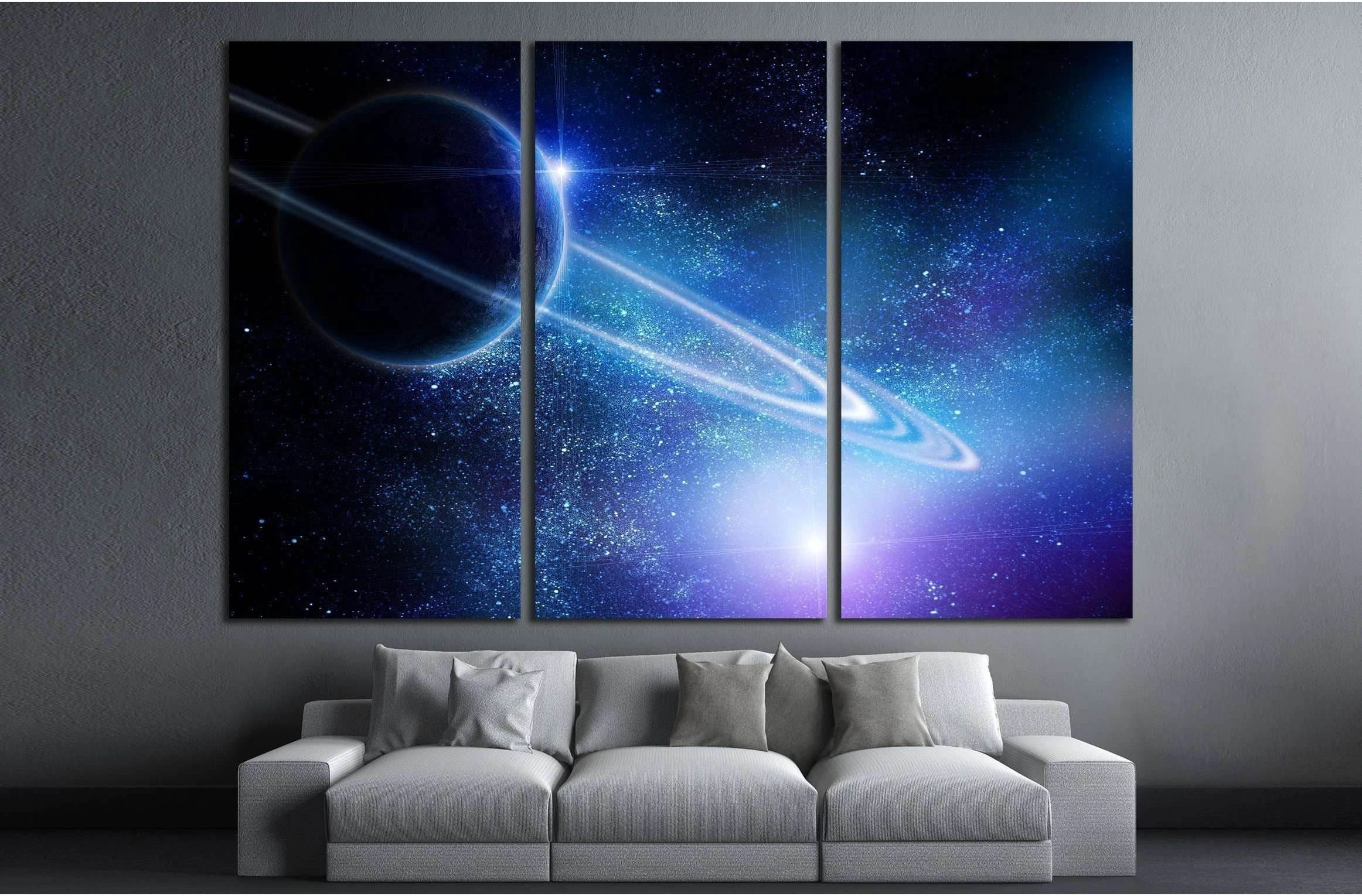 realistic saturn in open space №2460 Ready to Hang Canvas Print - Zellart Canvas Prints ALL_Products, s-2460