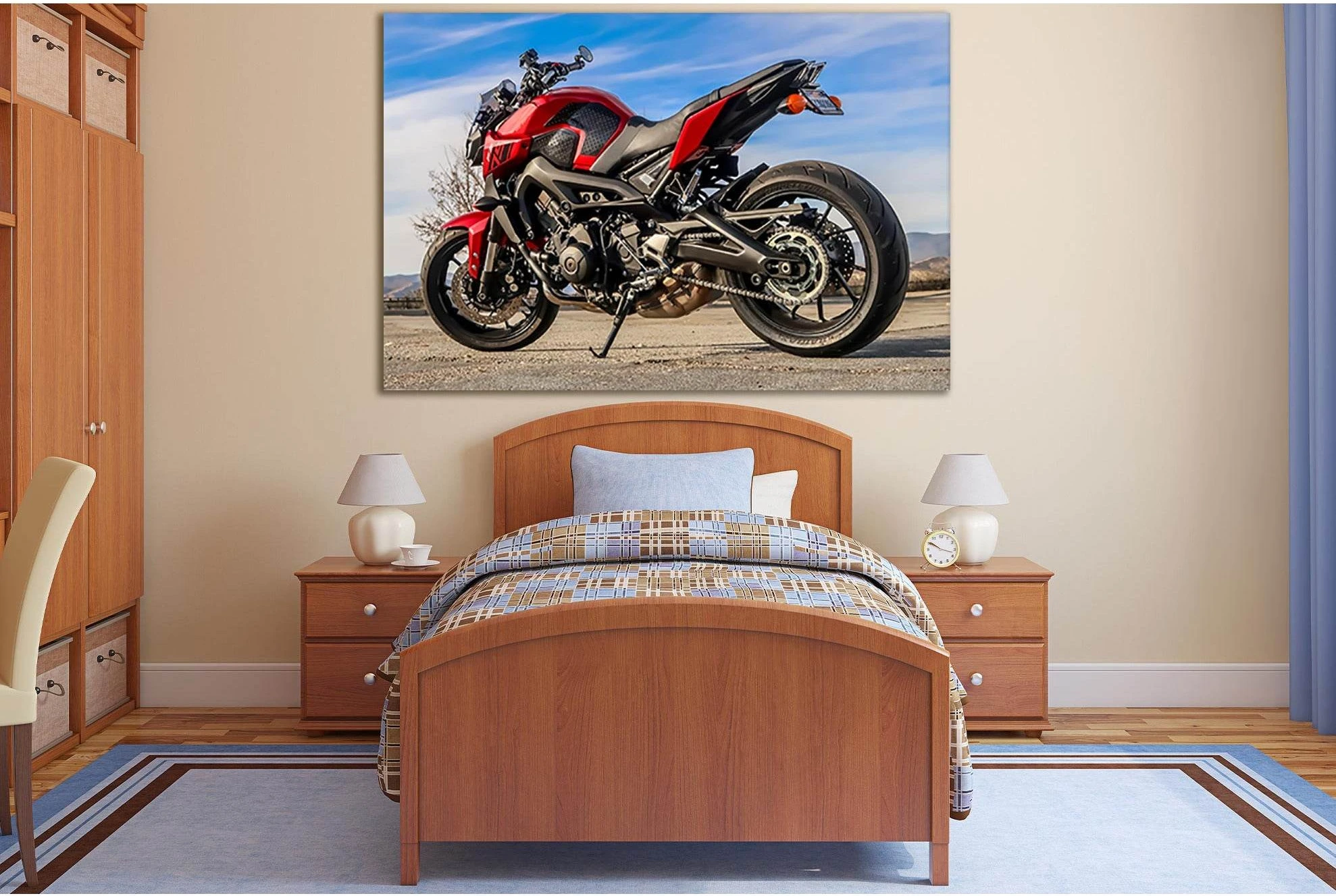Red And Black Sports Motorcycle №SL778 Ready to Hang Canvas Print - Zellart Canvas Prints 0new, ALL_Products, Engine, Engines Wall Art