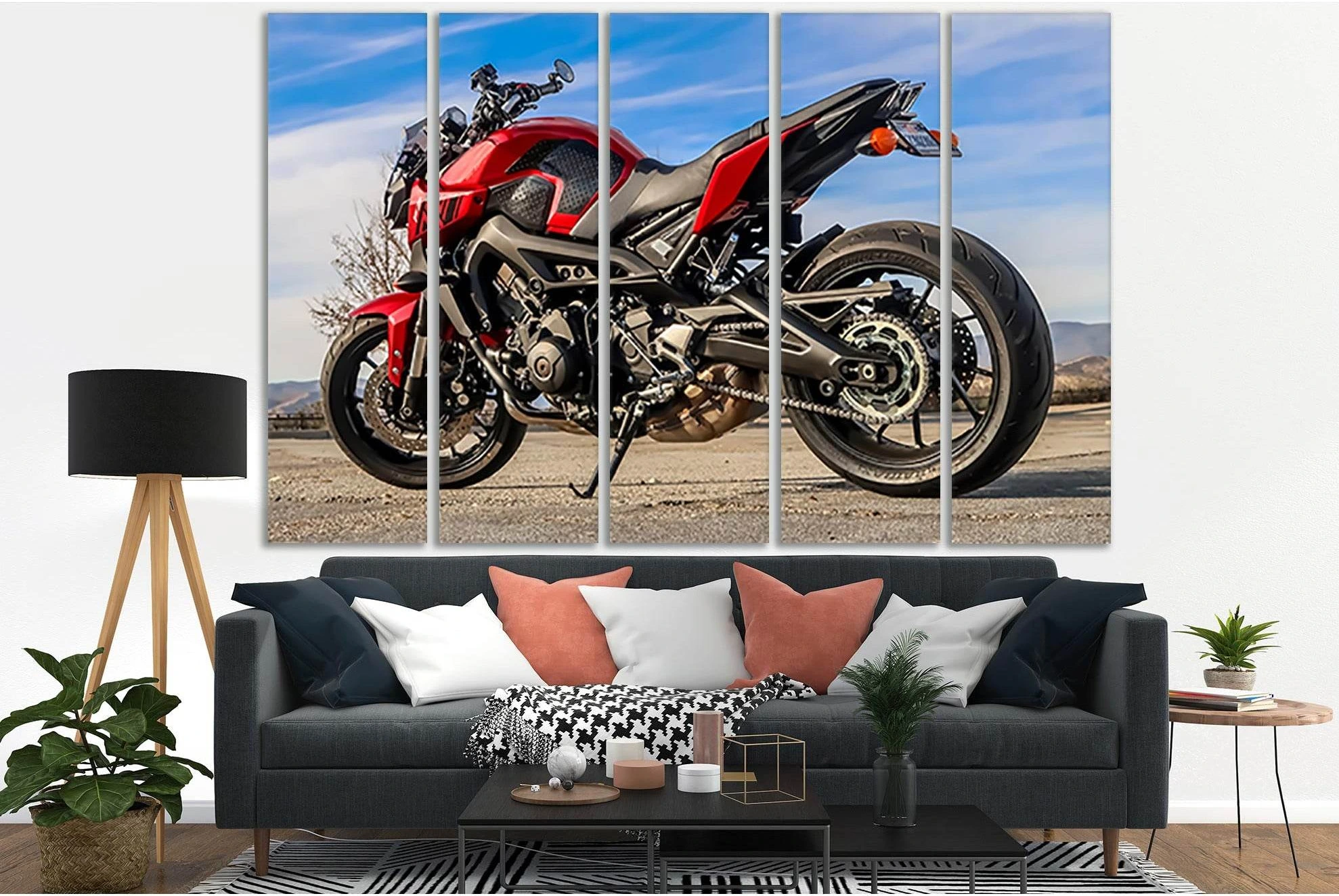 Red And Black Sports Motorcycle №SL778 Ready to Hang Canvas Print - Zellart Canvas Prints 0new, ALL_Products, Engine, Engines Wall Art