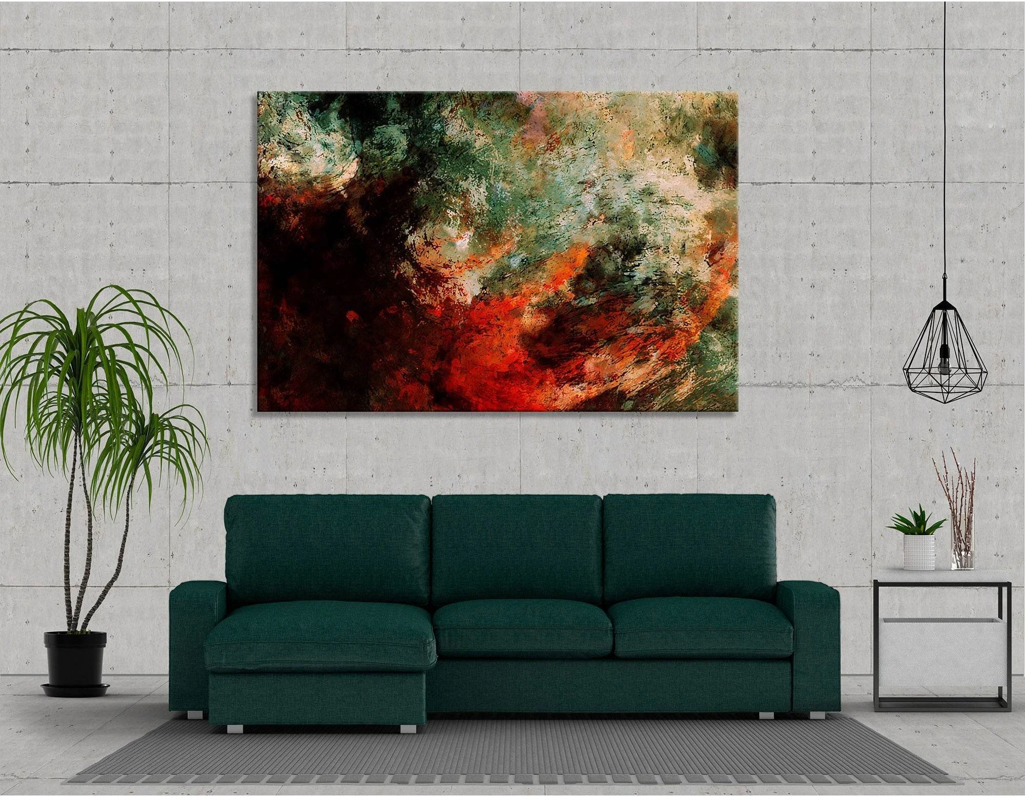 Red And Green Abstract №04355 Ready to Hang Canvas Print - Zellart Canvas Prints ALL_Products