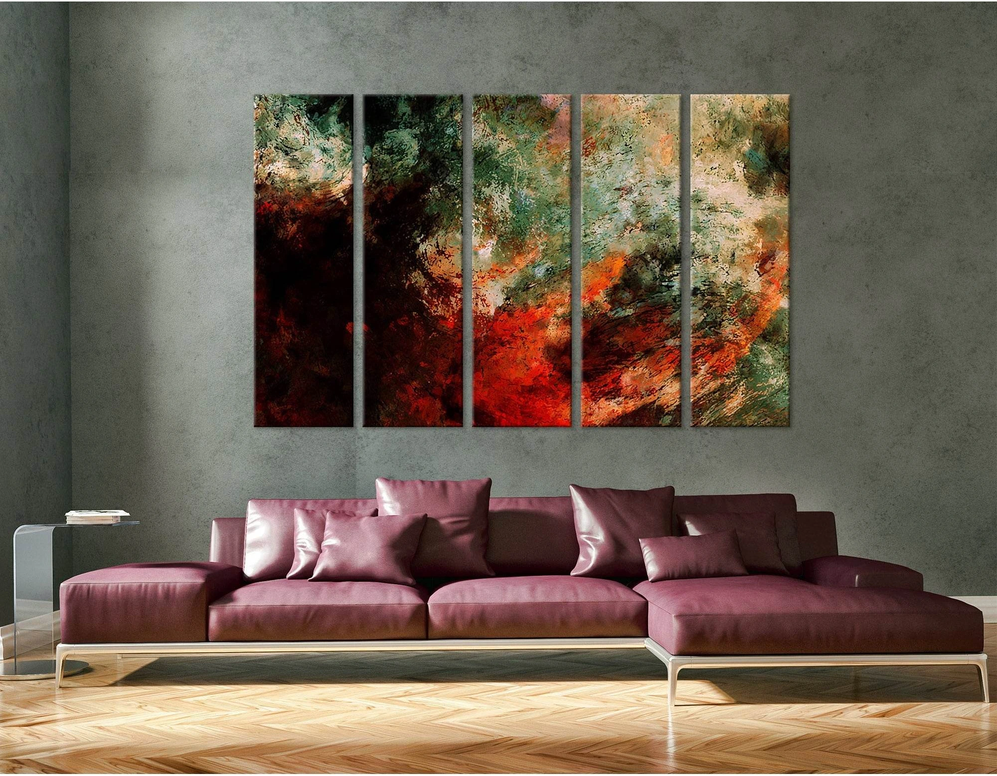 Red And Green Abstract №04355 Ready to Hang Canvas Print - Zellart Canvas Prints ALL_Products