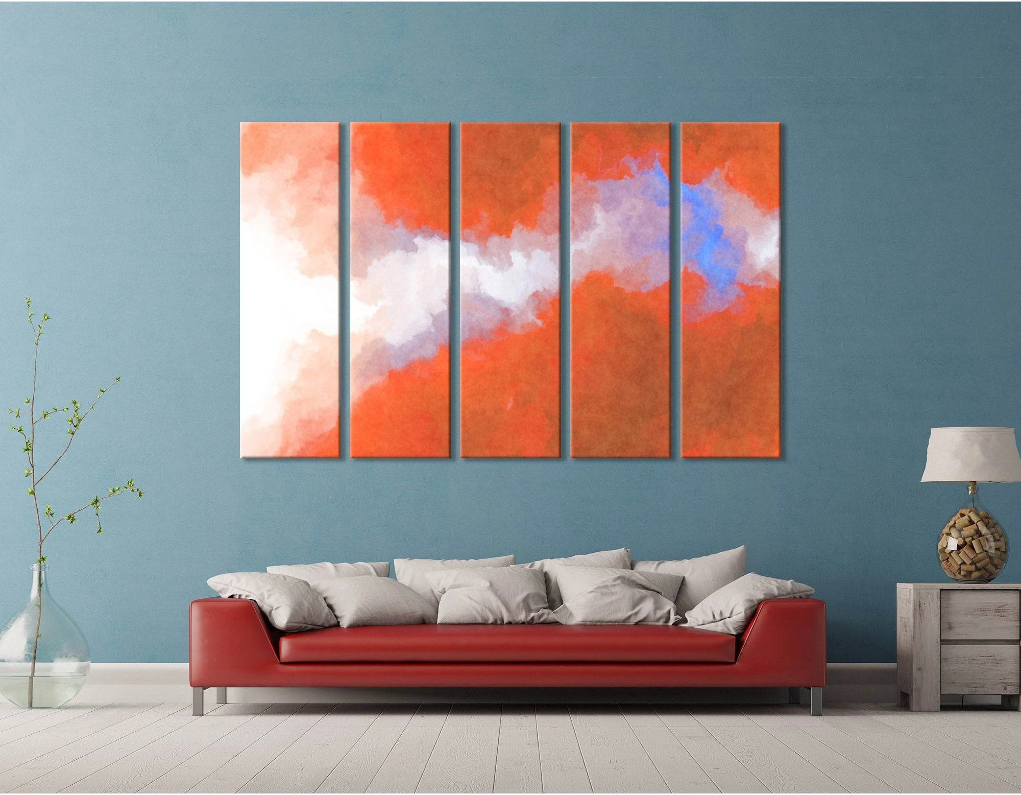 Red And White Abstract №04344 Ready to Hang Canvas Print - Zellart Canvas Prints ALL_Products