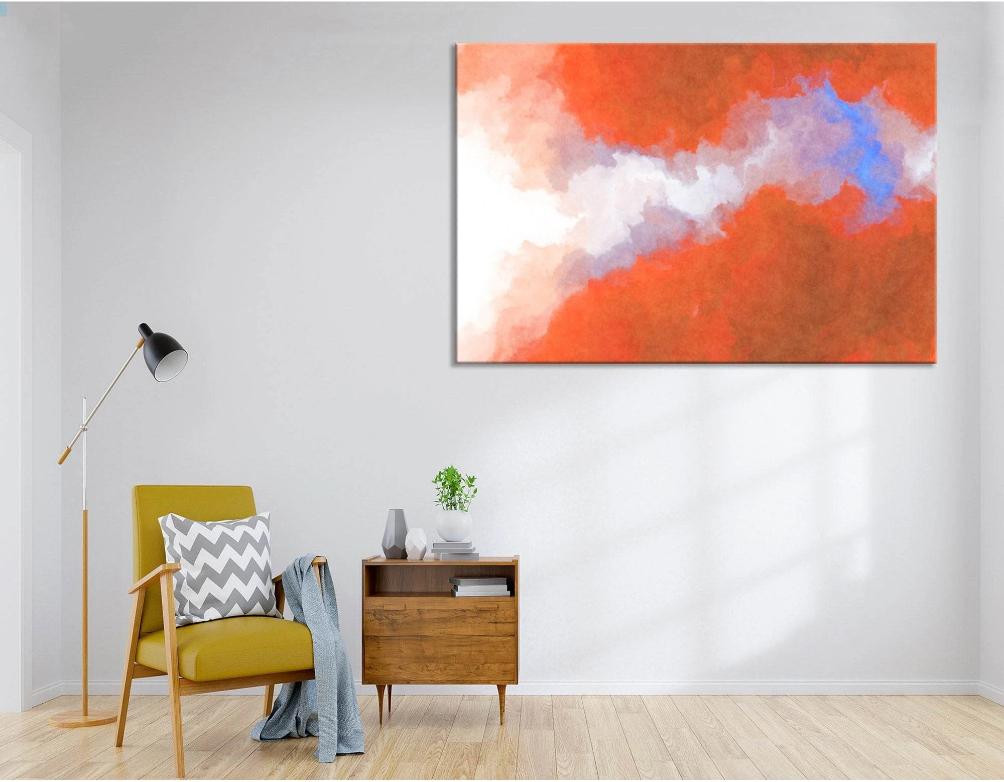 Red And White Abstract №04344 Ready to Hang Canvas Print - Zellart Canvas Prints ALL_Products