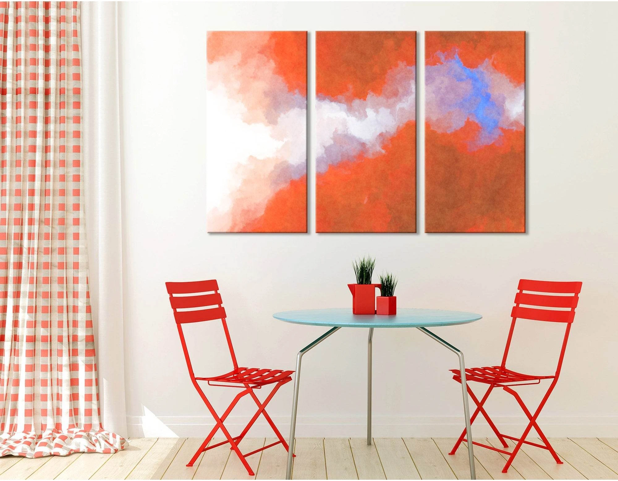 Red And White Abstract №04344 Ready to Hang Canvas Print - Zellart Canvas Prints ALL_Products